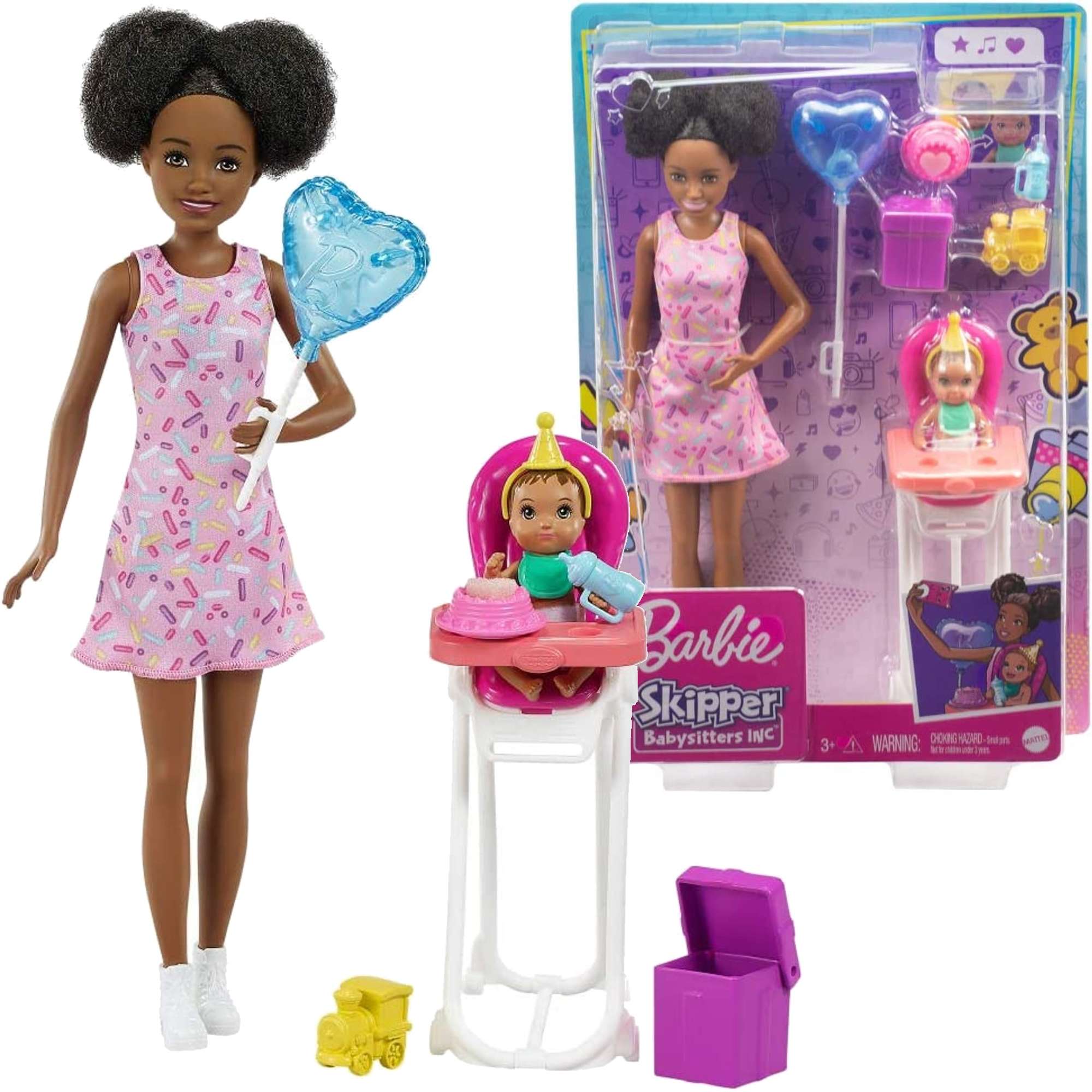 Barbie Opiekunka lalka Skipper zestaw z krzesekiem do karmienia