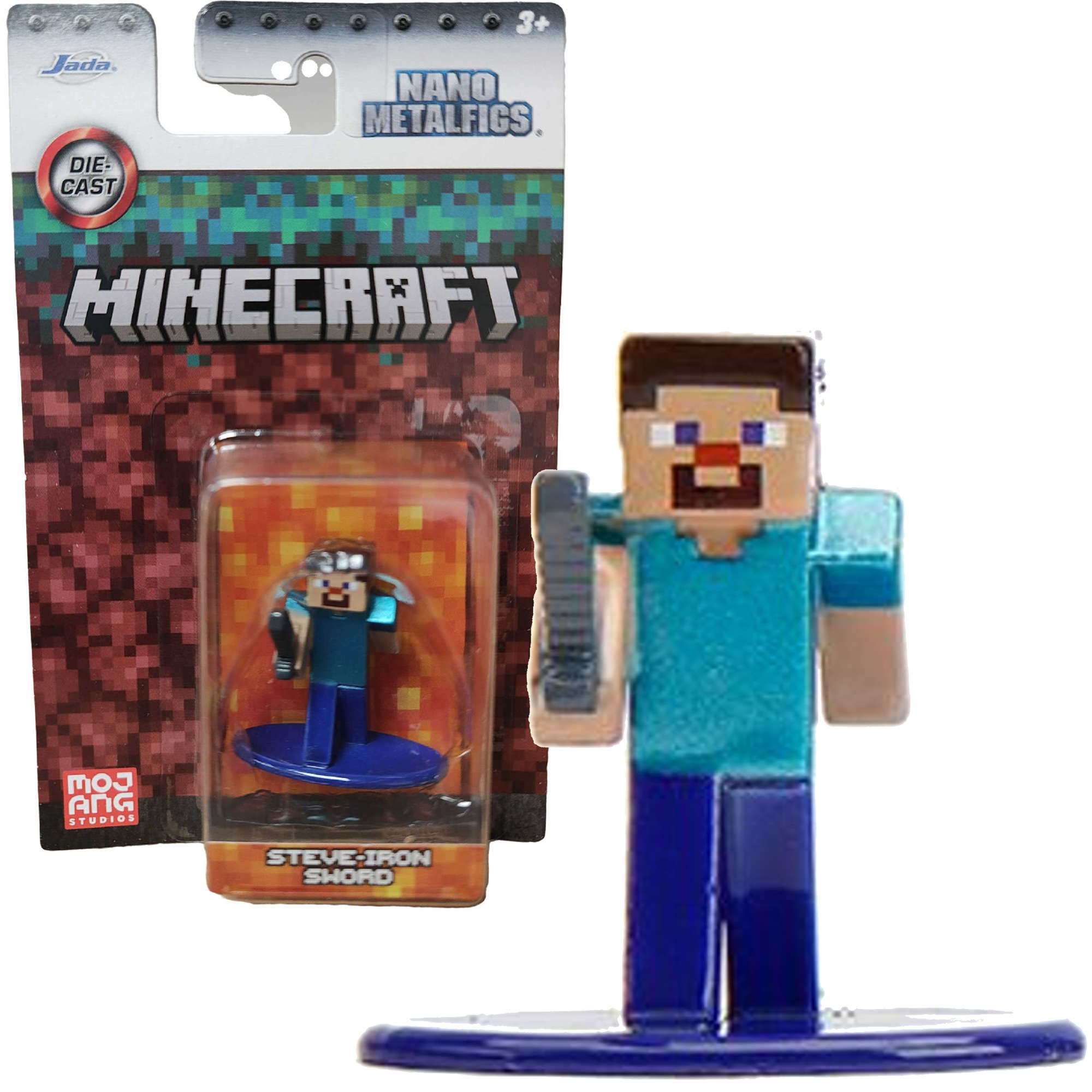 Minecraft metalowa figurka kolekcjonerska Steve z elaznym Mieczem Nano Metalfigs 4 cm Jada