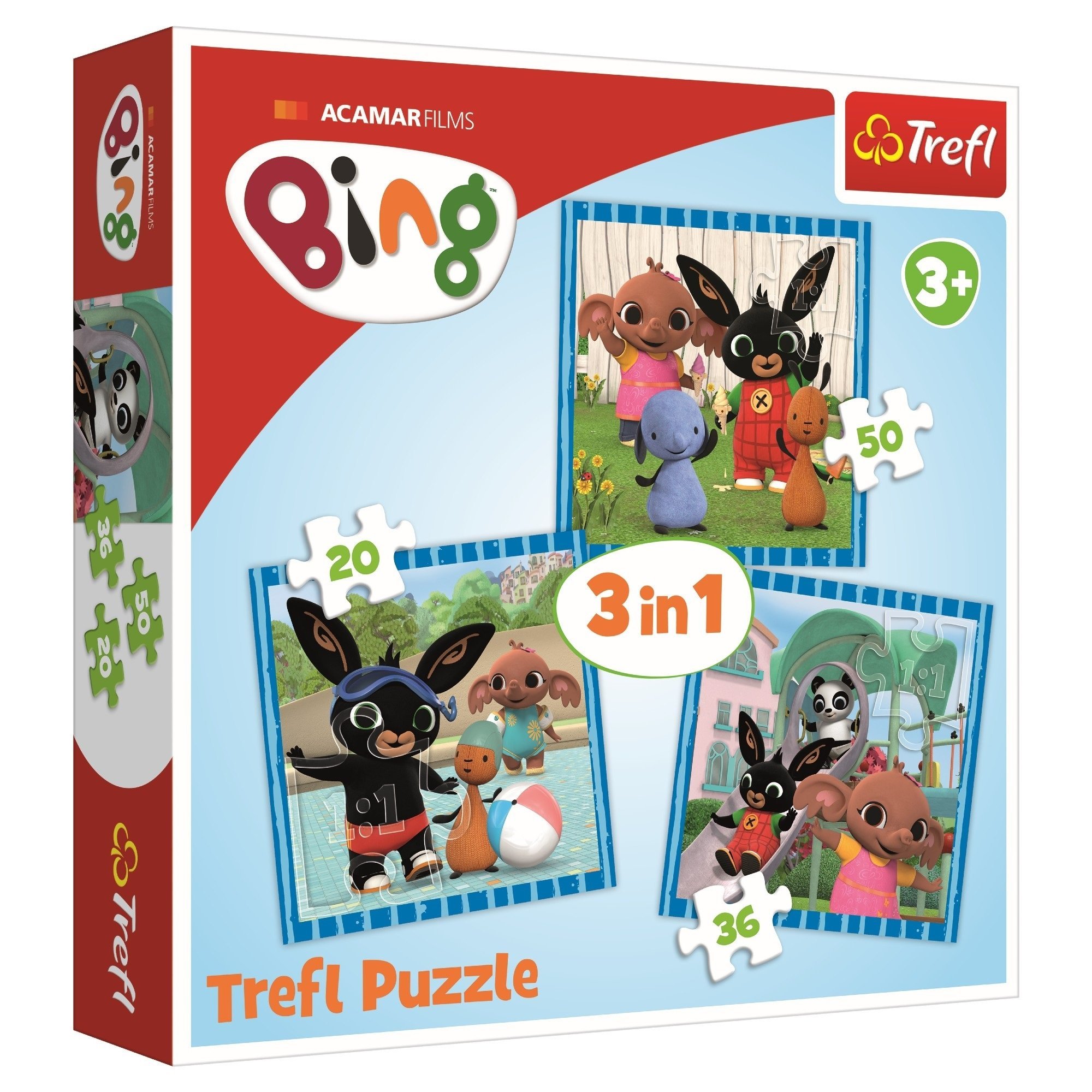 Trefl Puzzle 3w1 Bing Zabawy z przyjacimi