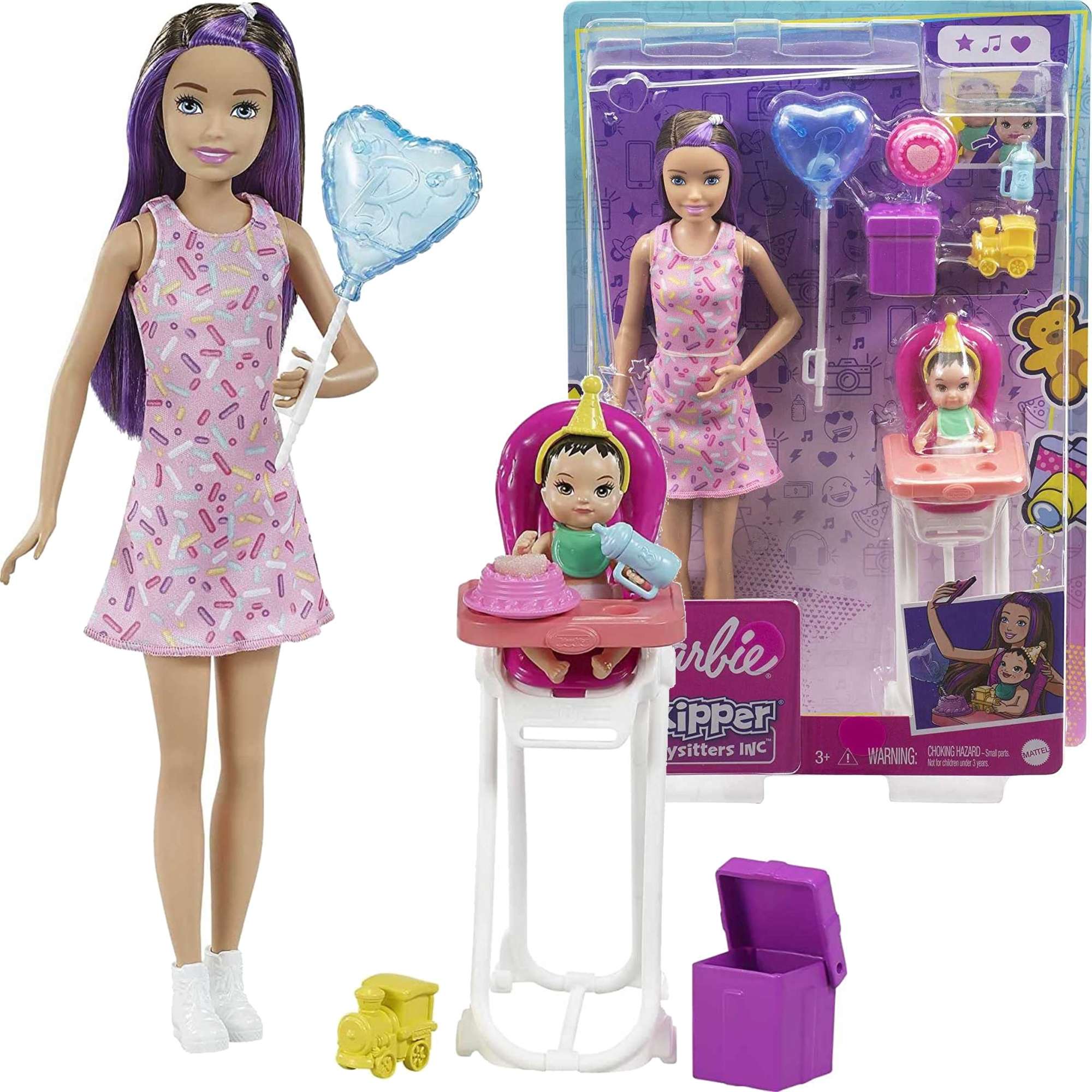 Barbie Opiekunka lalka Skipper zestaw z krzesekiem do karmienia