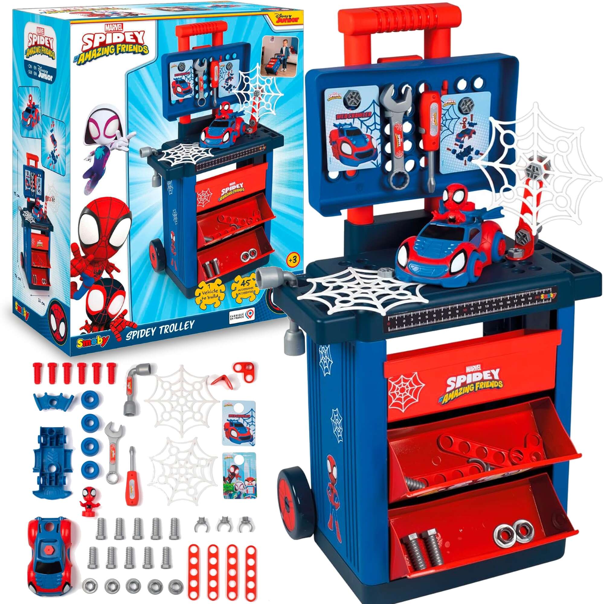 Zestaw Maego Majsterkowicza Warsztat Mobilna walizka Spidey Trolley Spiderman + 45 akcesoriw