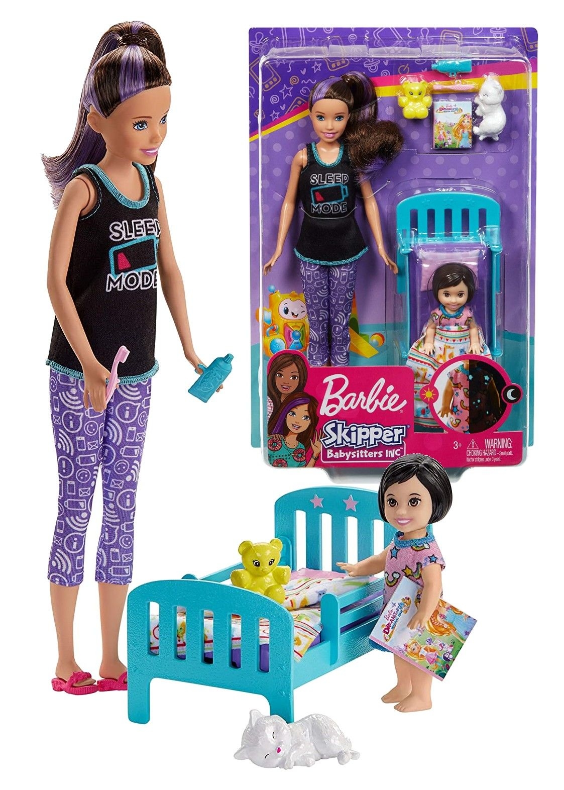 Barbie Skipper Opiekunka zestaw z ³ó¿eczkiem i akcesoriami
