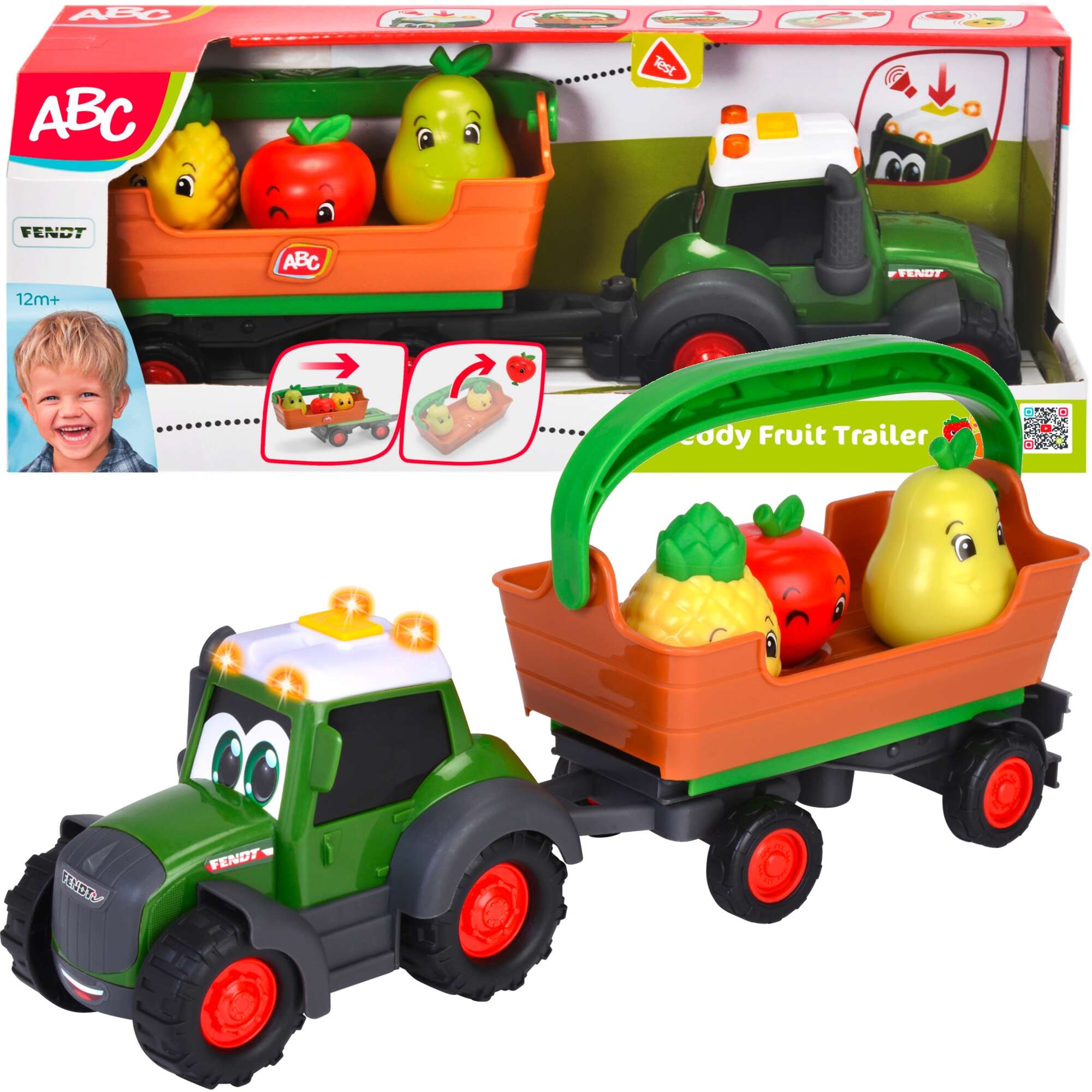 Zestaw Interaktywny Traktor z przyczep i owocami ABC Freddy Fruit Trailer Dwik wiato