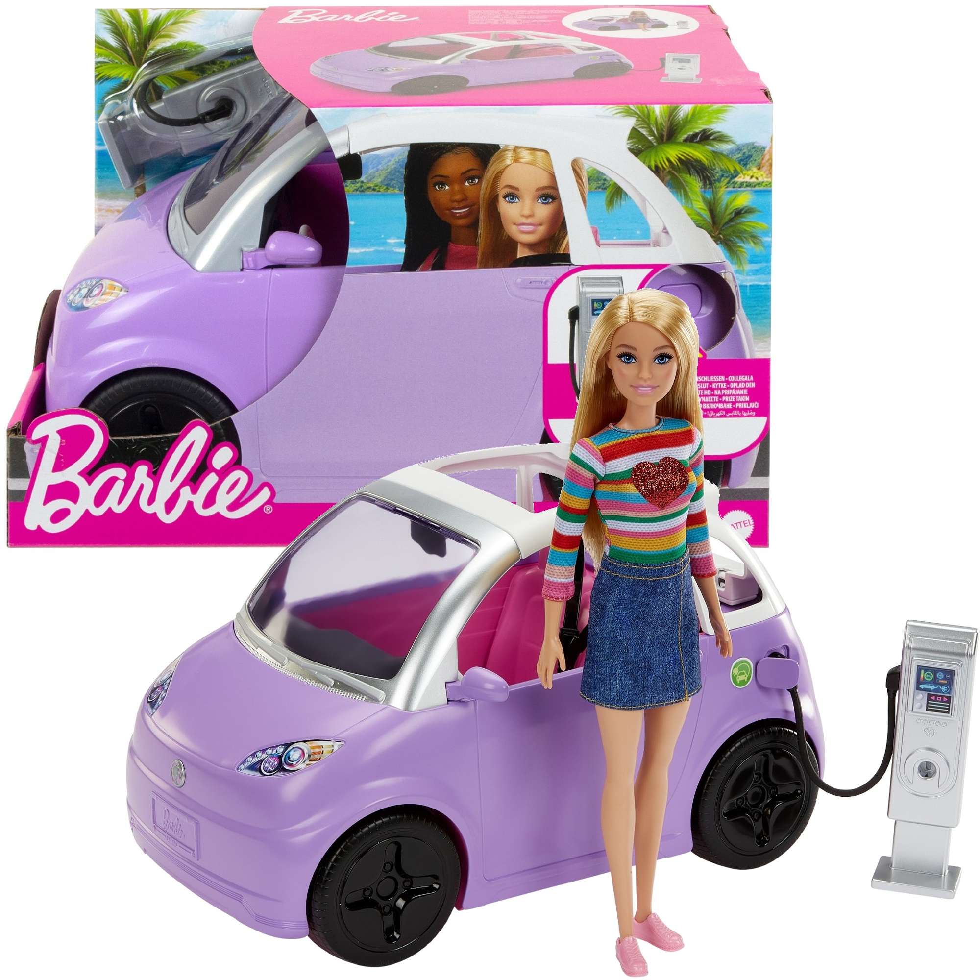 Barbie fioletowy samochd elektryczny z adowaniem