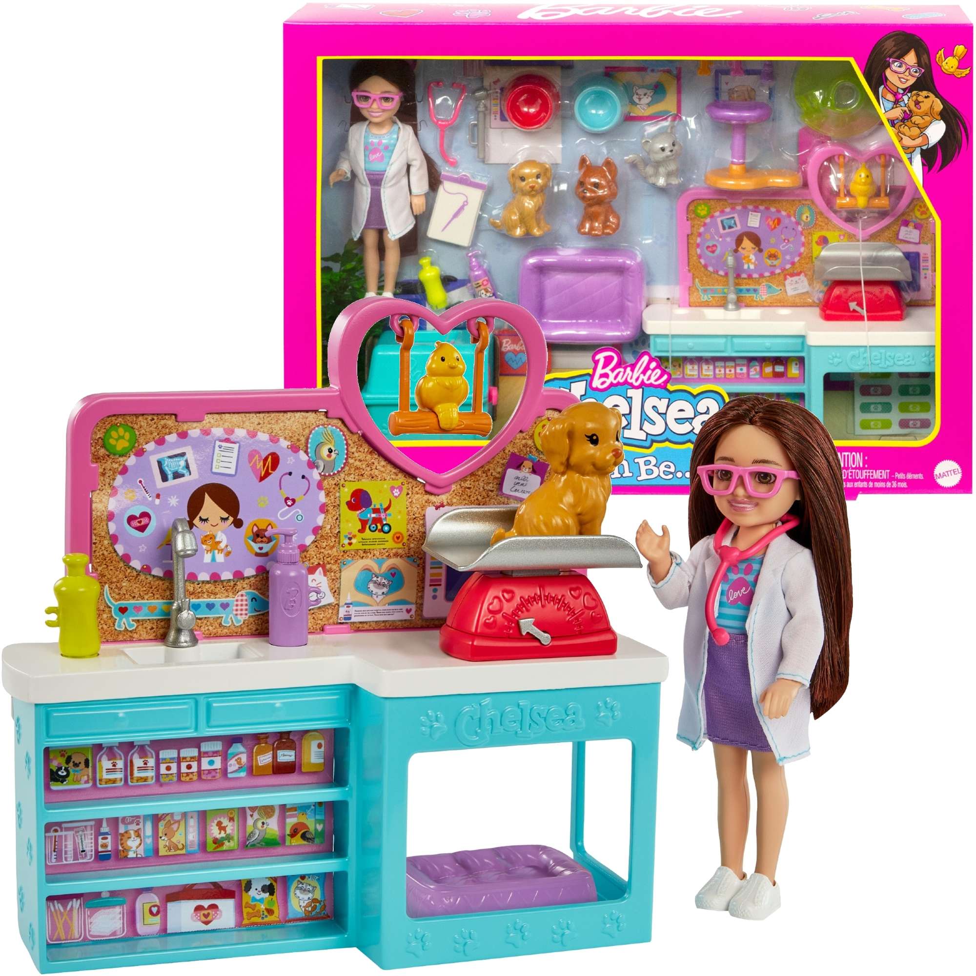 Barbie Chelsea zestaw z lalk± zestaw Weterynarz + akcesoria