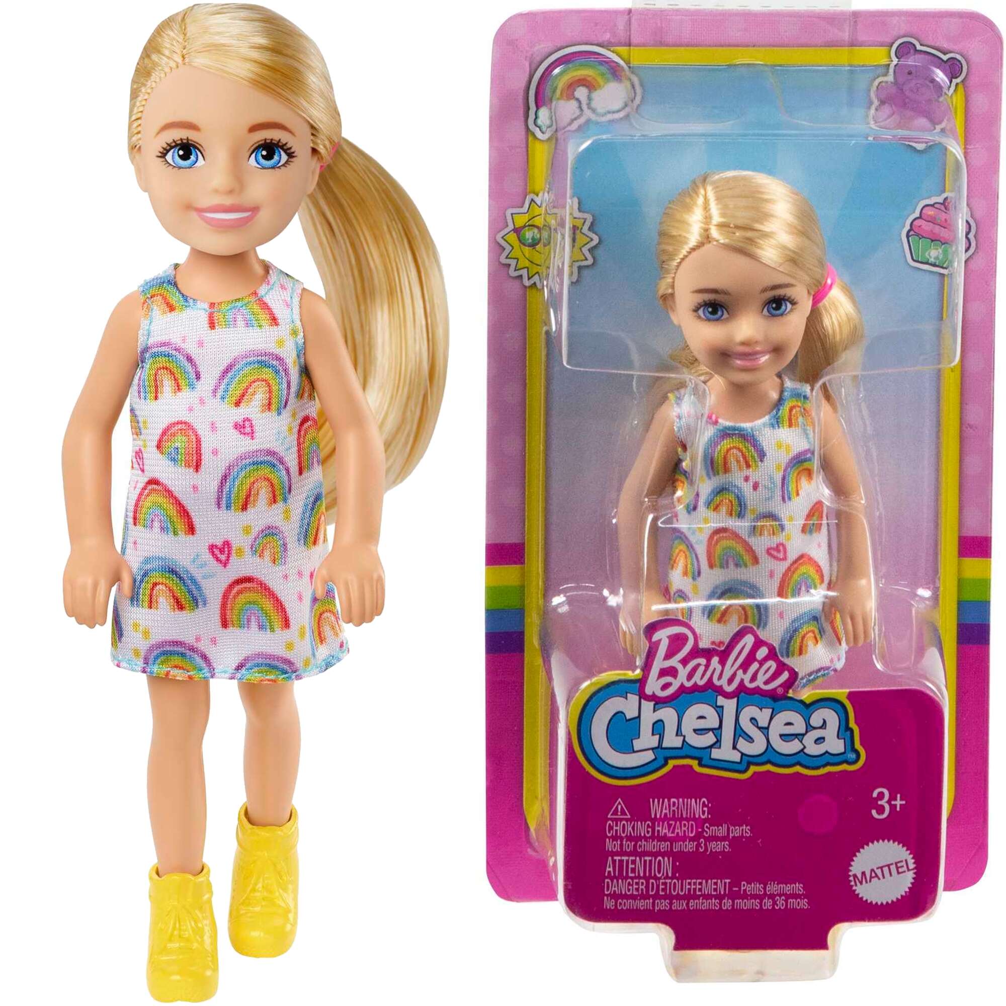 Barbie Chelsea lalka blondynka ma³a laleczka w sukience 15 cm