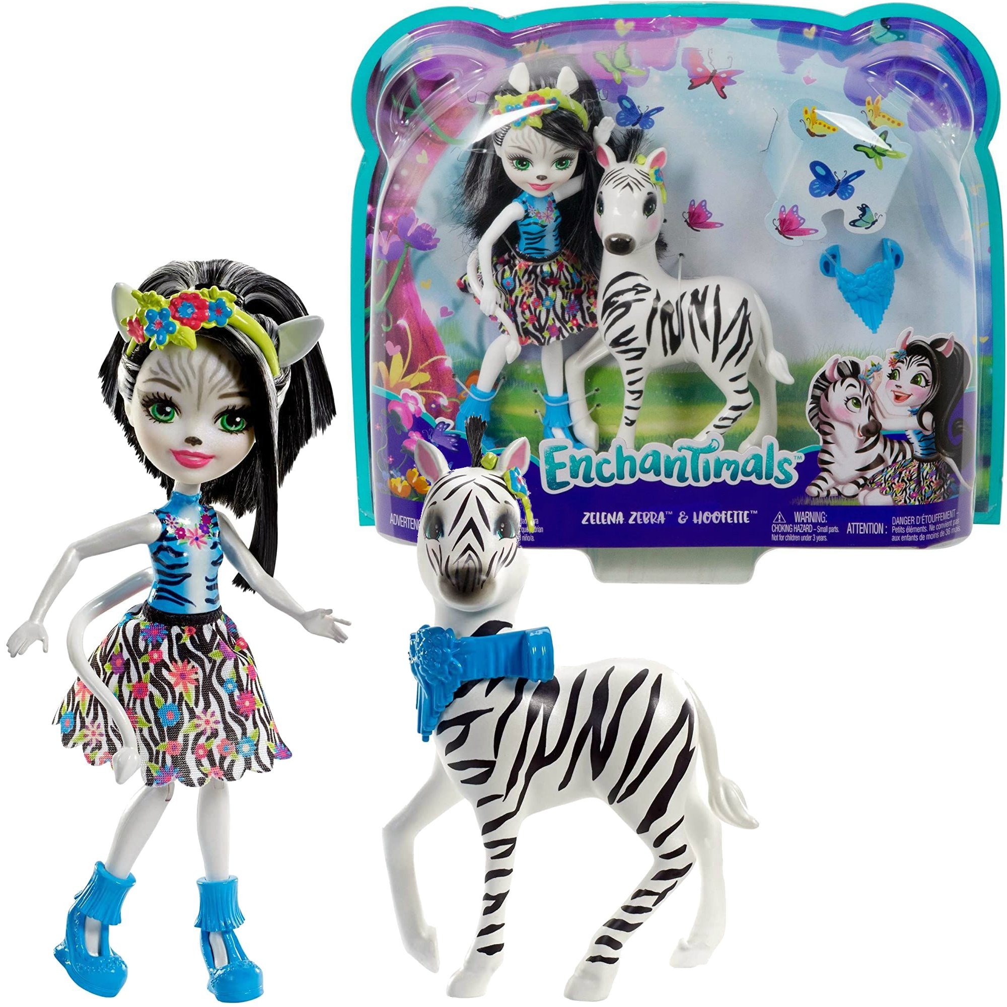 Mattel Enchantimals Lalka Zelena Zebra i du¿a figurka zebry Hoofette