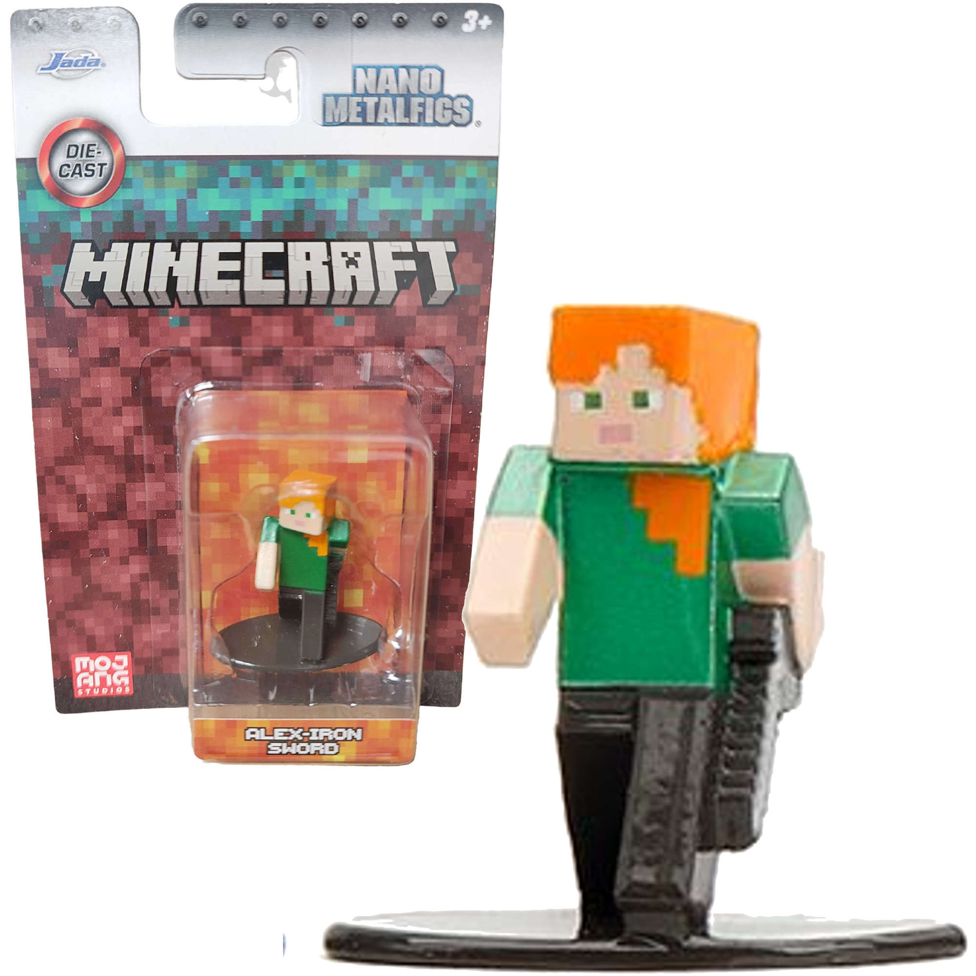 Minecraft metalowa figurka kolekcjonerska Alex z elaznym mieczem Nano Metalfigs 4 cm Jada