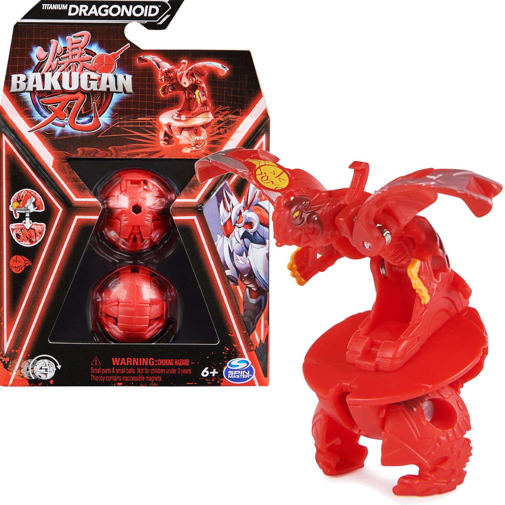 Bakugan Titanium Dragonoid Czerwona figurka bitewna transformujca + karty