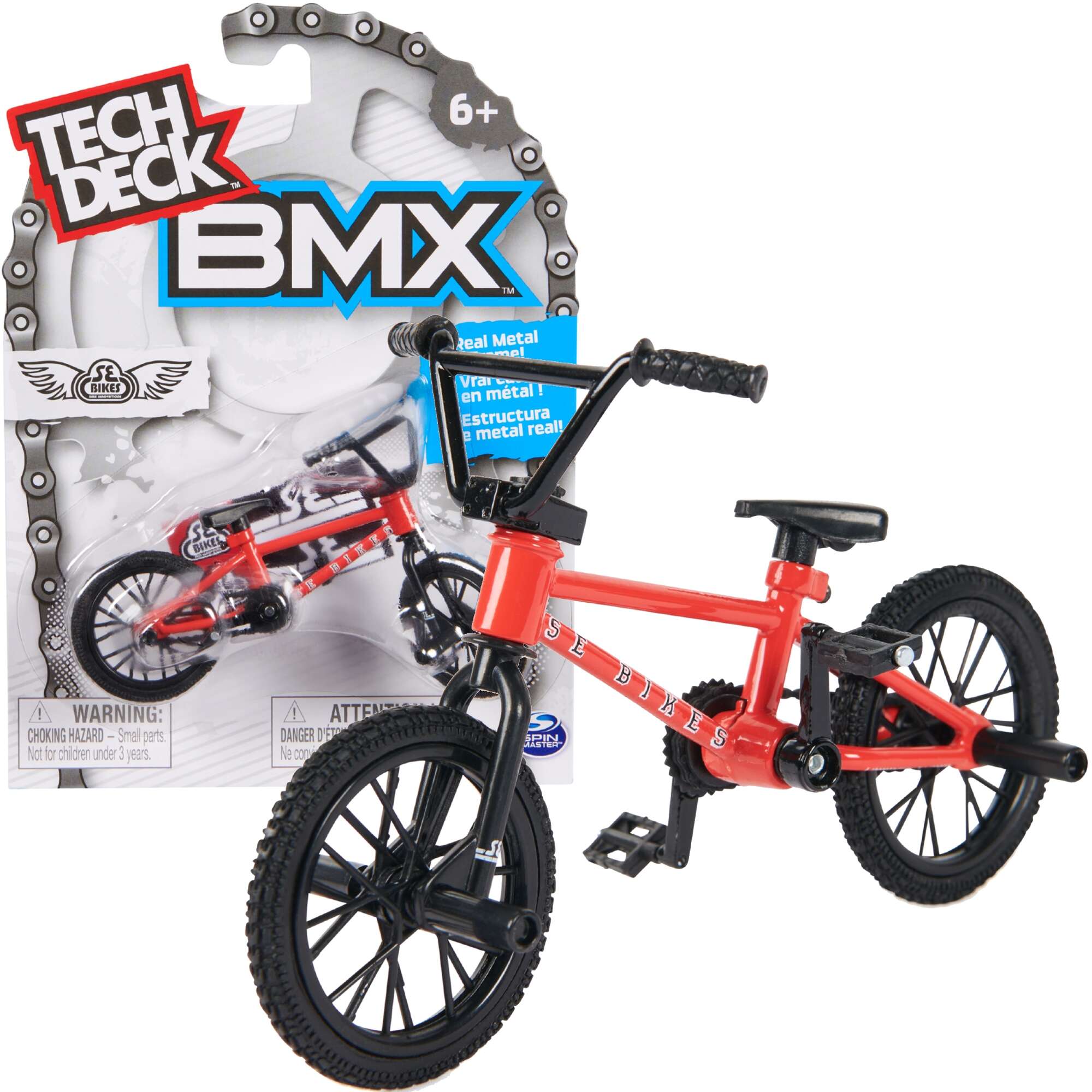 Rower BMX mini SE Bikes czerwony fingerbike + naklejki Tech Deck