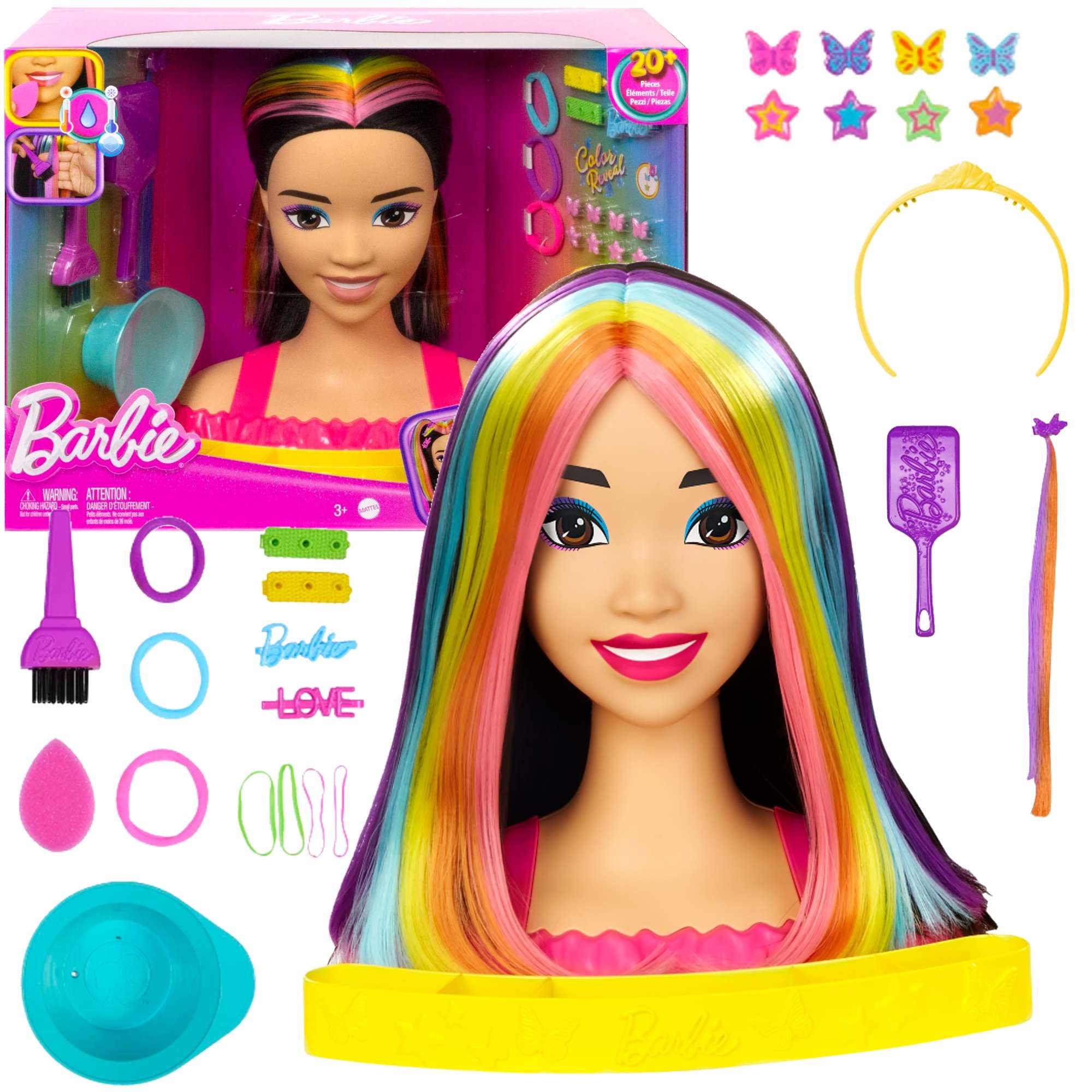 Barbie gowa do stylizacji zmieniajca kolor zestaw dla dzieci 20 elementw