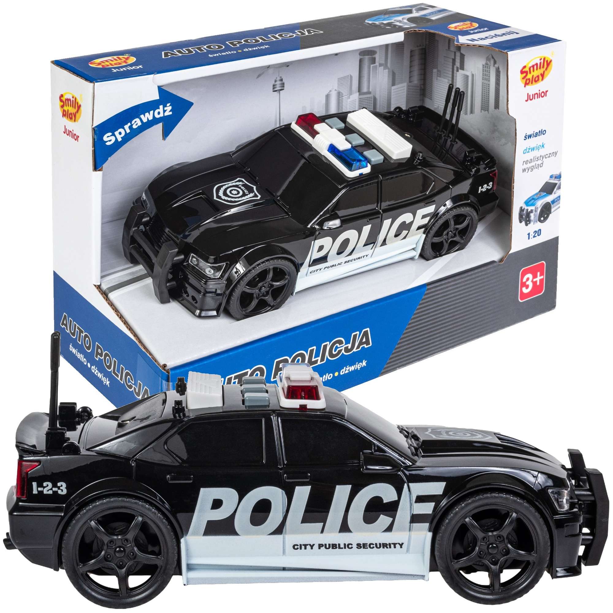 Pojazd czarny radiowóz policyjny policja ¶wiat³o/d¼wiêk