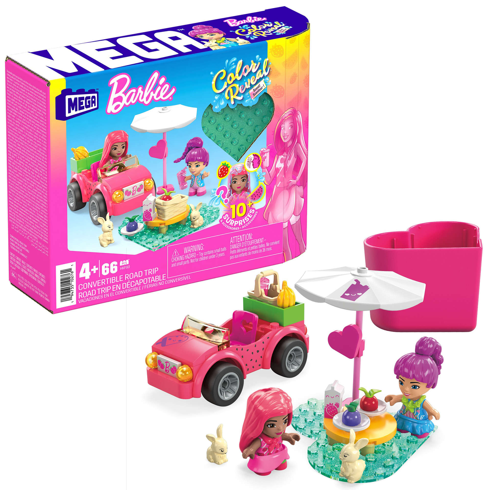 Mega Barbie Color Reveal zestaw klockw Kabriolecik 66 elementw