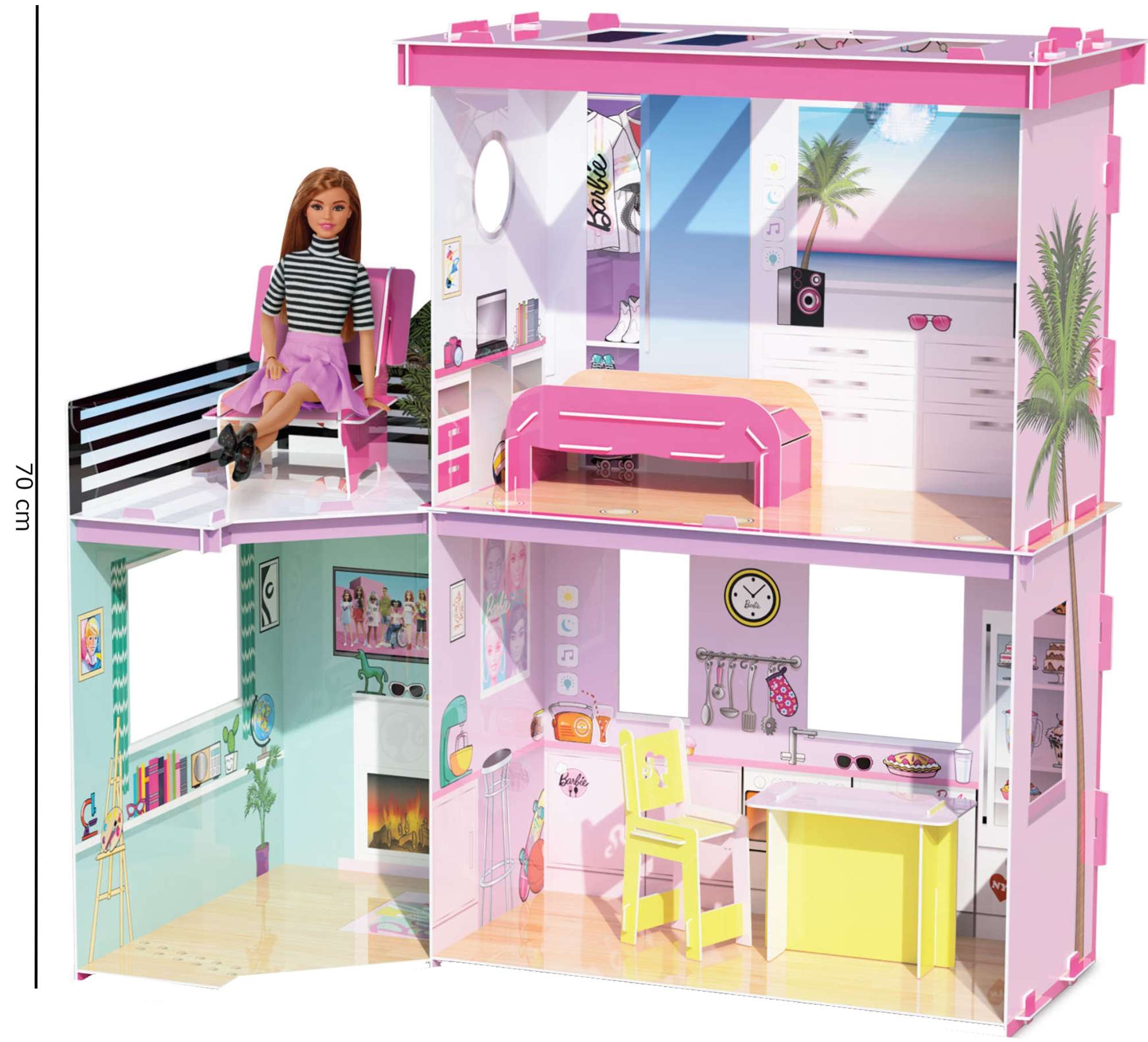 Barbie domek dla lalek do samodzielnego zoenia 70 cm - zestaw kreatywny Maker Kitz
