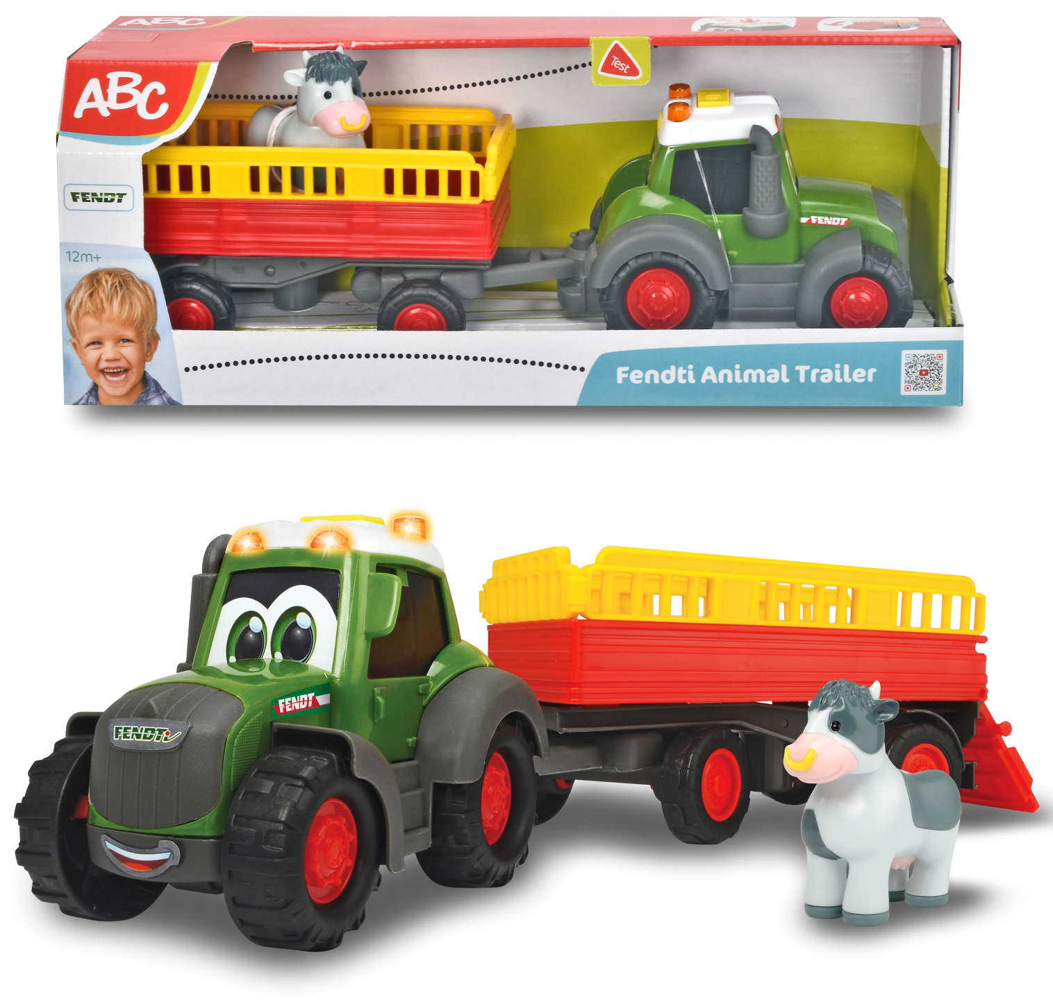 Dickie ABC Fendt traktor z przyczep± i krówk±
