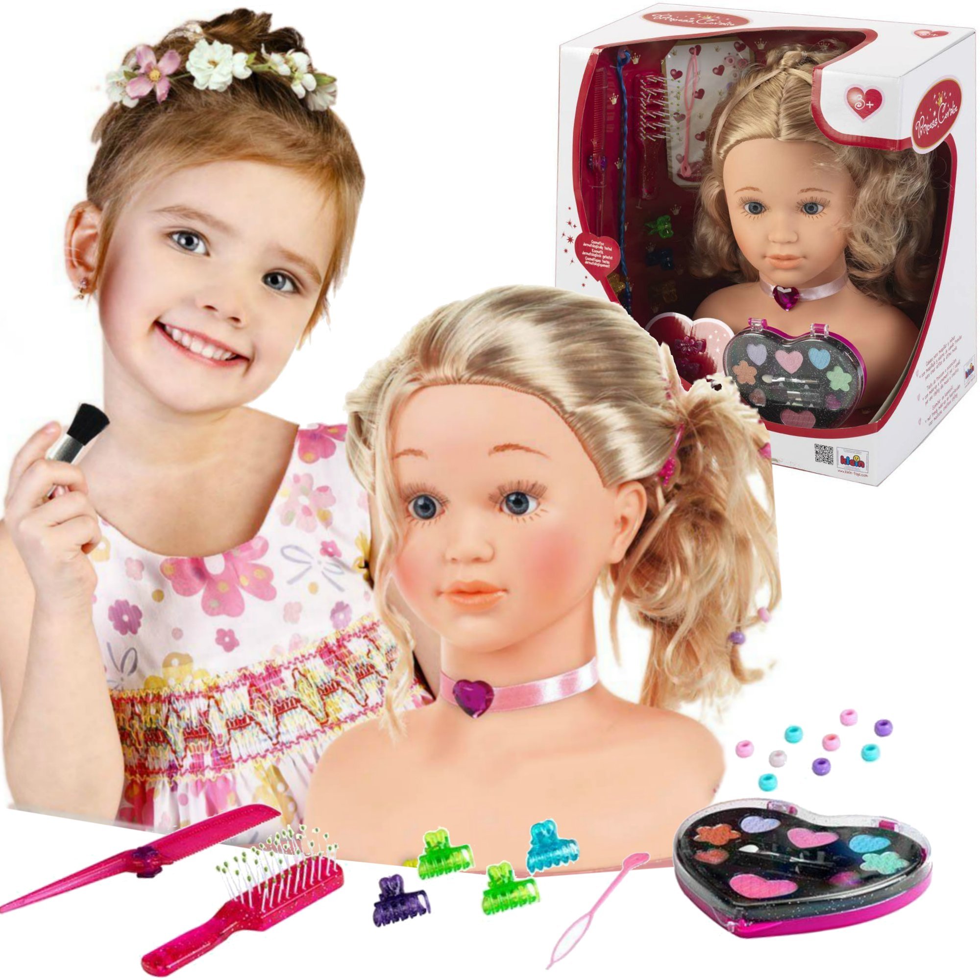 Du¿a Lalka G³owa do czesania stylizacji makija¿u Fryzjer Princess Coralie dla dzieci + akcesoria Klein