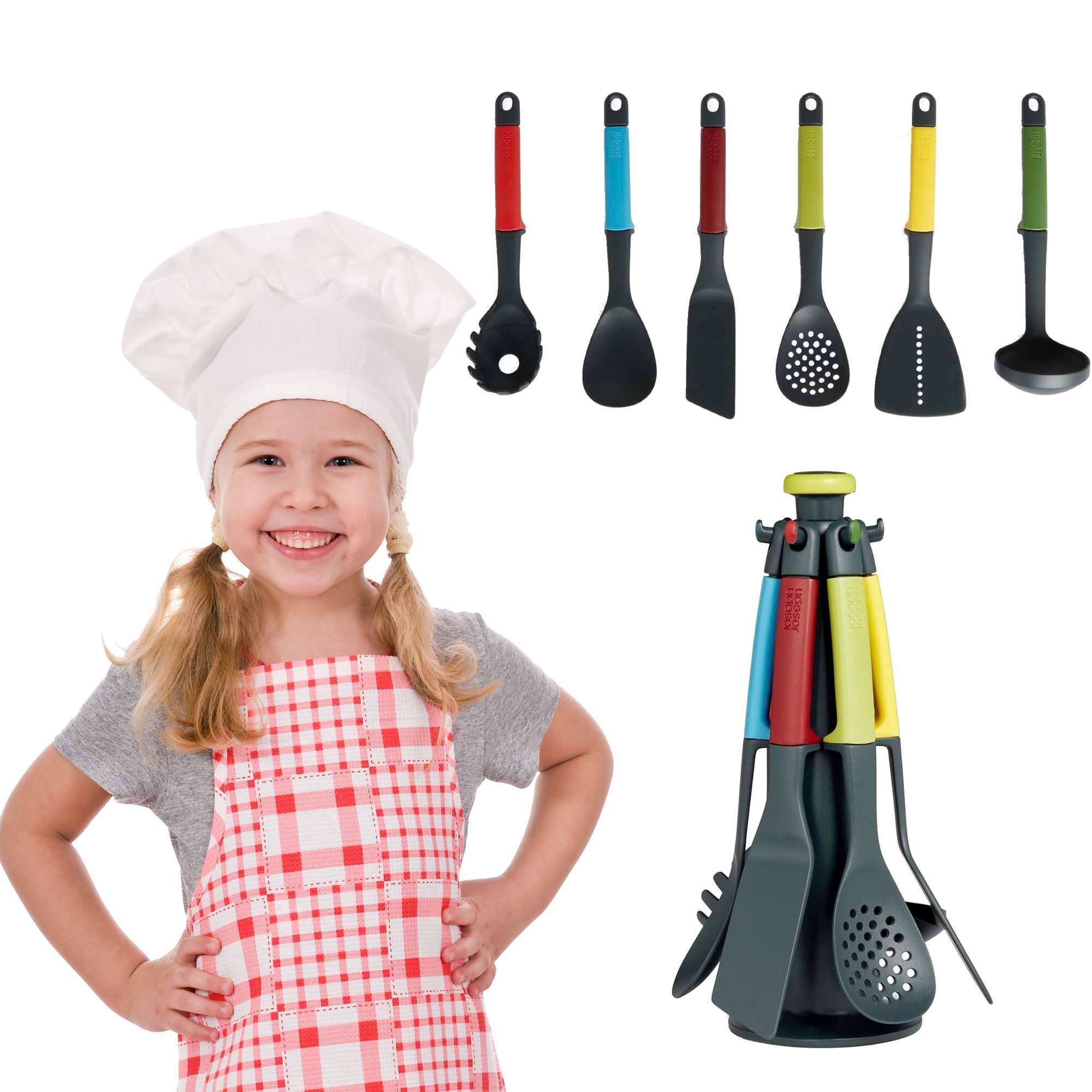 Zestaw maego kucharza kolorowe akcesoria kuchenne do gotowania dla dzieci 6 elementw Joseph Joseph elevate