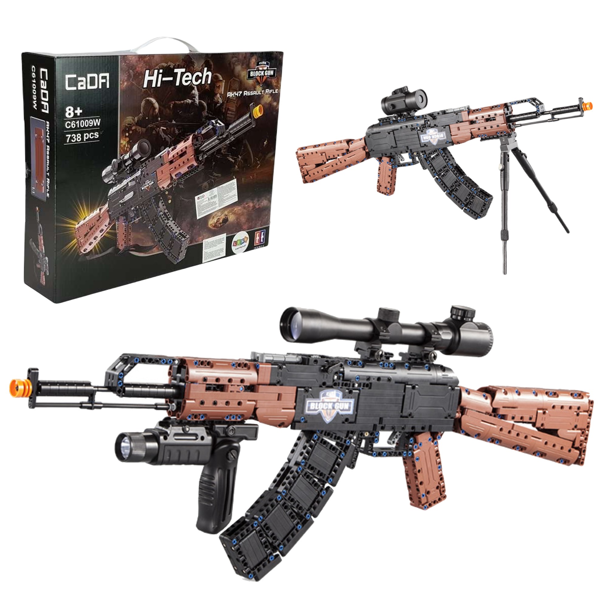Klocki Konstrukcyjne CaDA bro karabin AK-47 Kalashnikov realistyczny Assault Rifle 738 elementw 8+