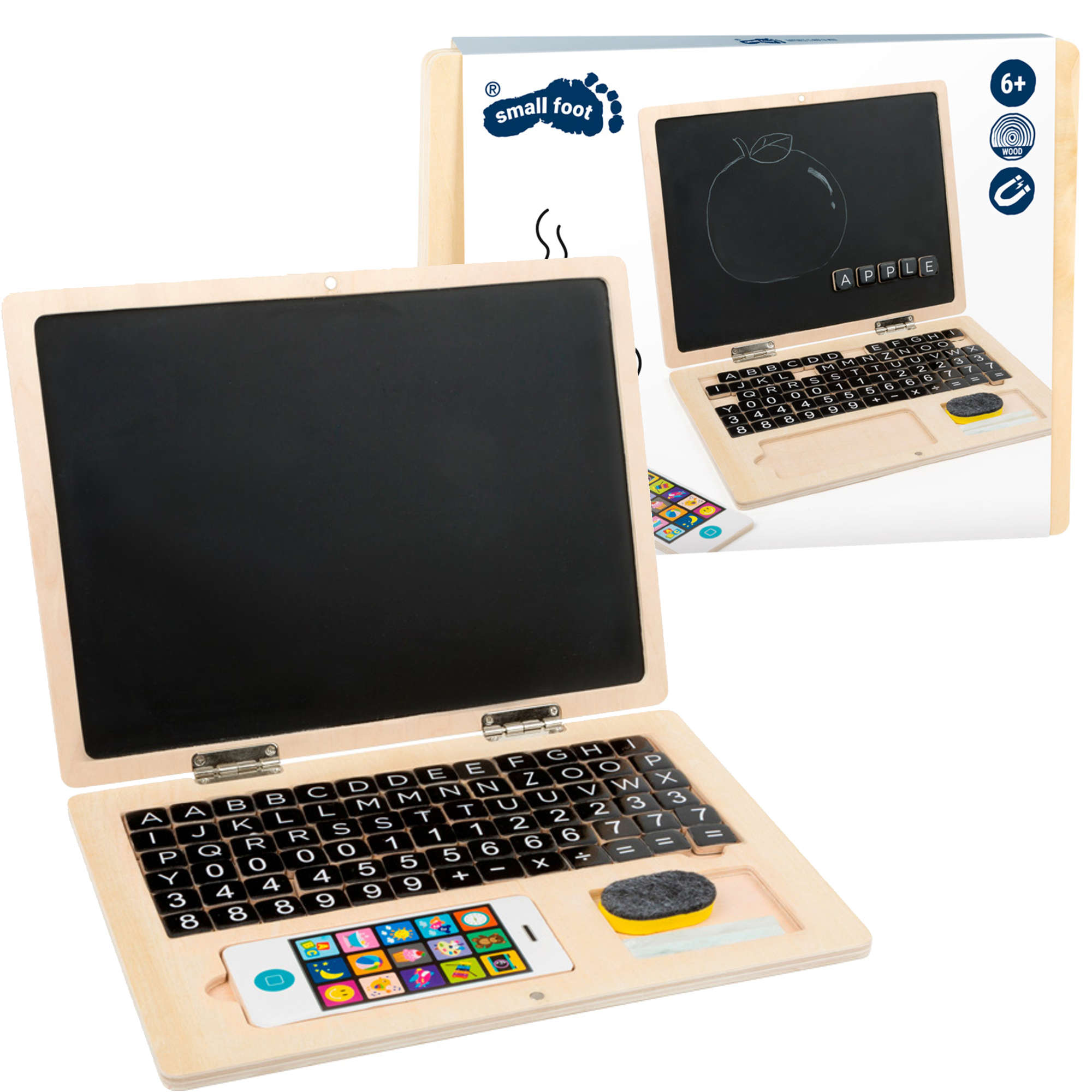 Drewniany laptop z tablic magnetyczn i kred
