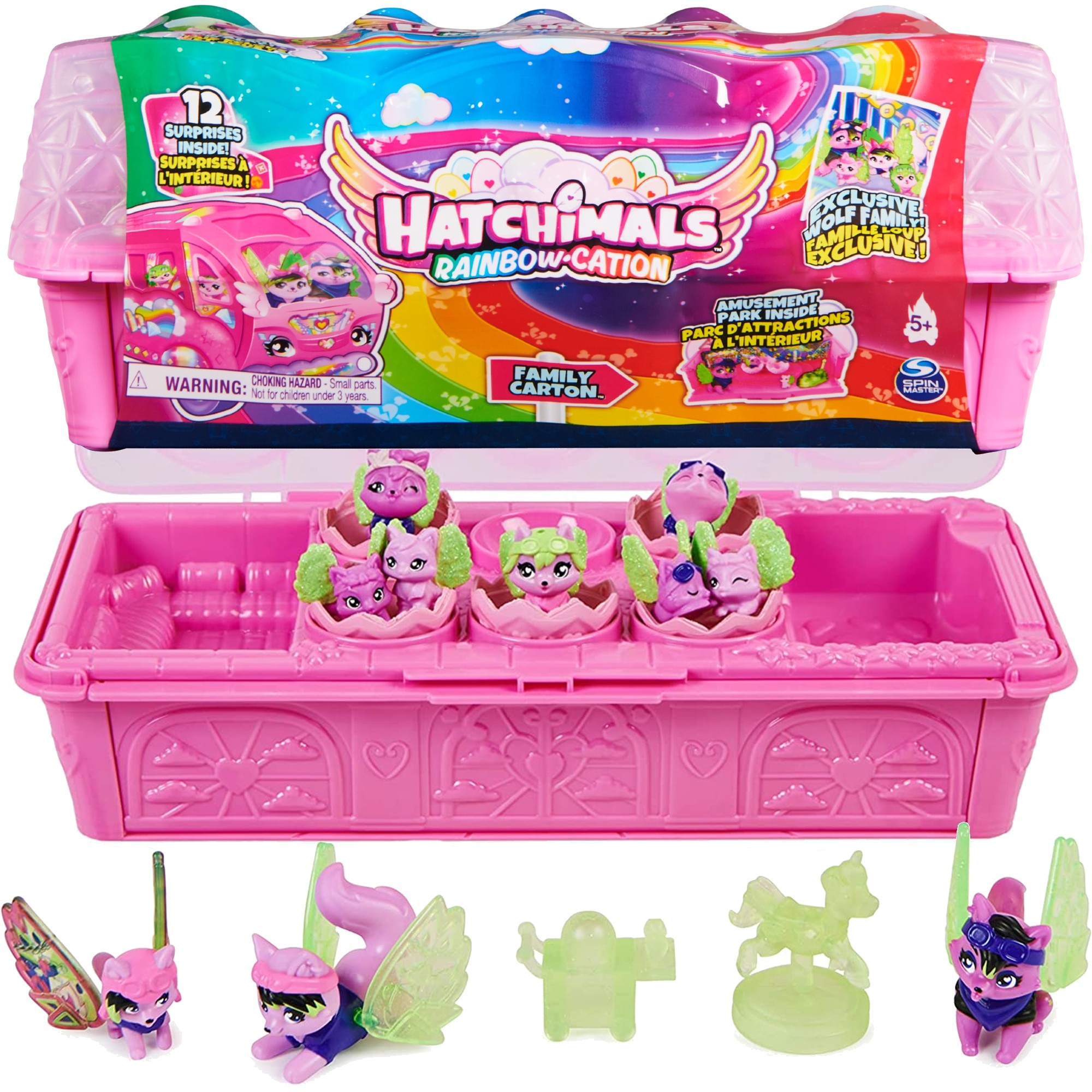 Hatchimals Tczowe Wakacje 12 niespodzianek 6 jaj z figurkami Rainbow Cation Minifigurki