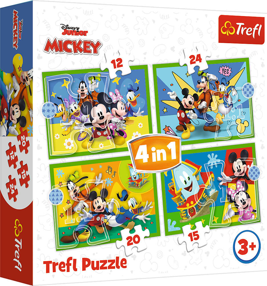 Myszka Miki Puzzle 4w1 Mickey Wrd przyjaci 68 elementw