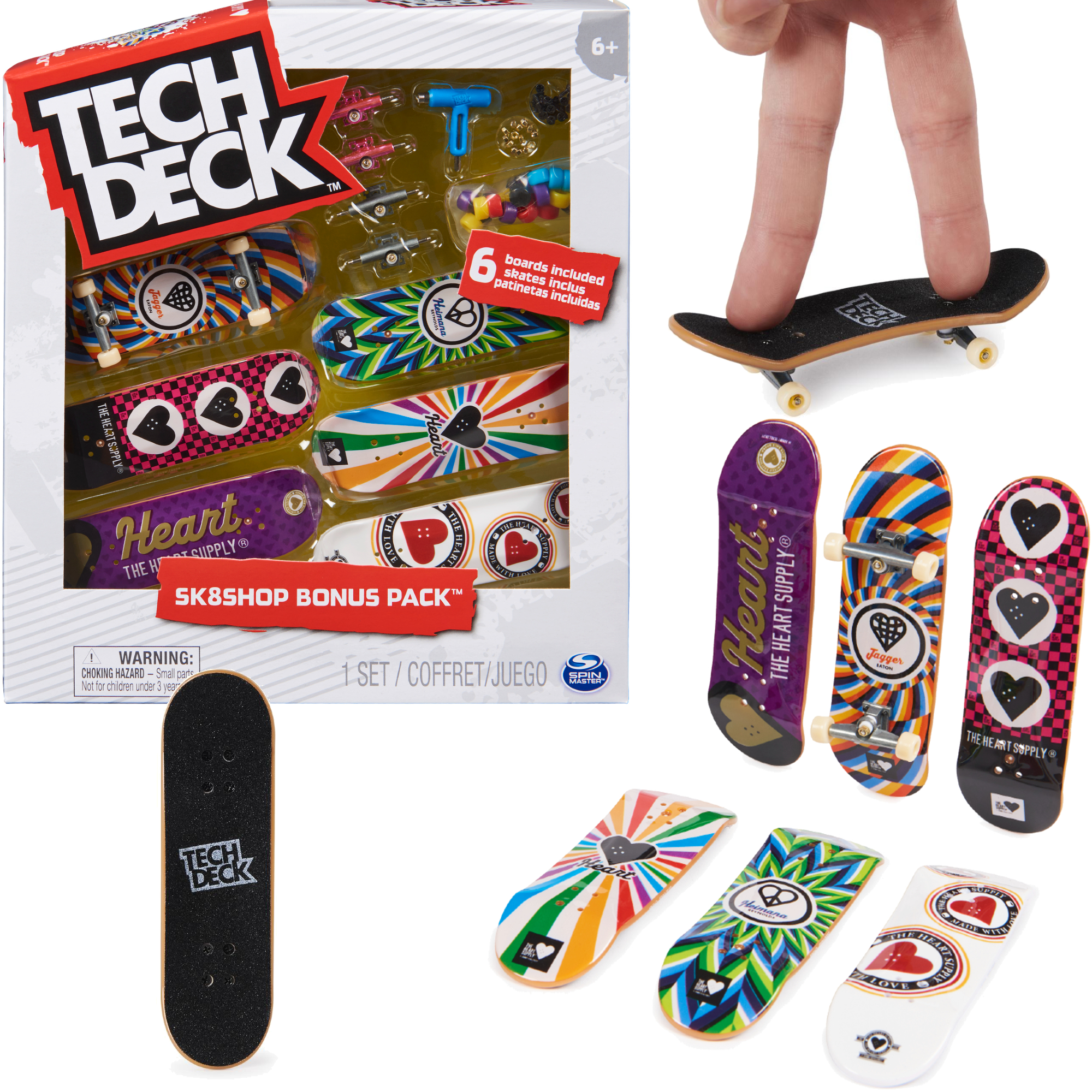 Tech Deck zestaw Sk8Shop 6 deskorolek Bonus Pack The Heart Supply + akcesoria