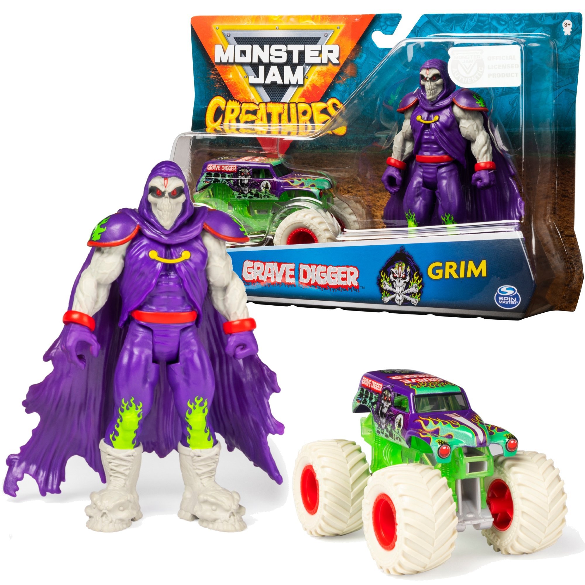 Monster Jam Creatures Grave Digger Grim pojazd + figurka