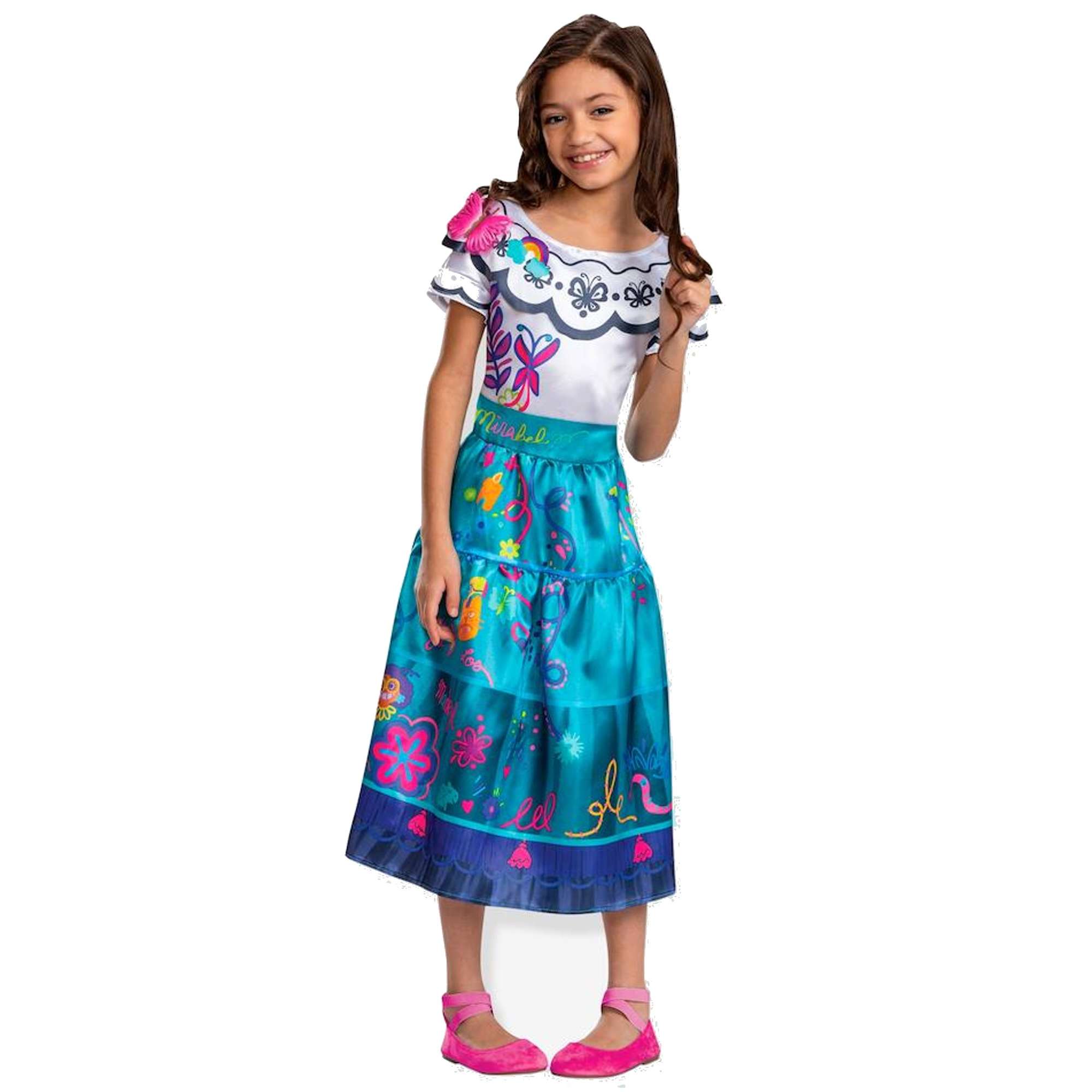 Strj karnawaowy Disney dla dziewczynki Encanto Mirabel kostium przebranie 125-135 cm (7-8 lat)