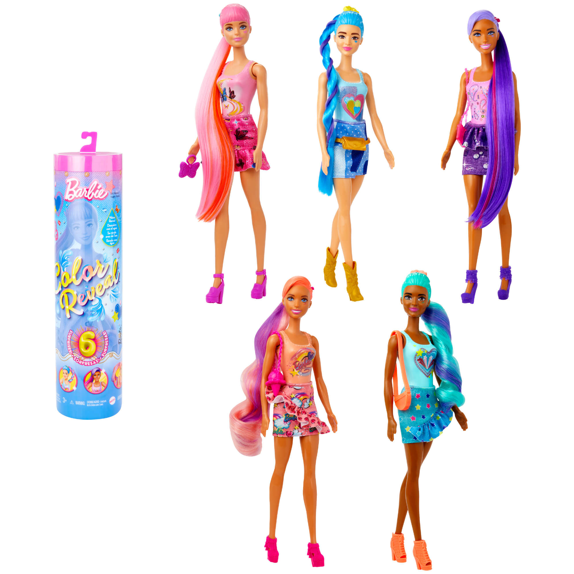 Barbie lalka kolorowa niespodzianka Color Reveal Totalny Jeans + akcesoria