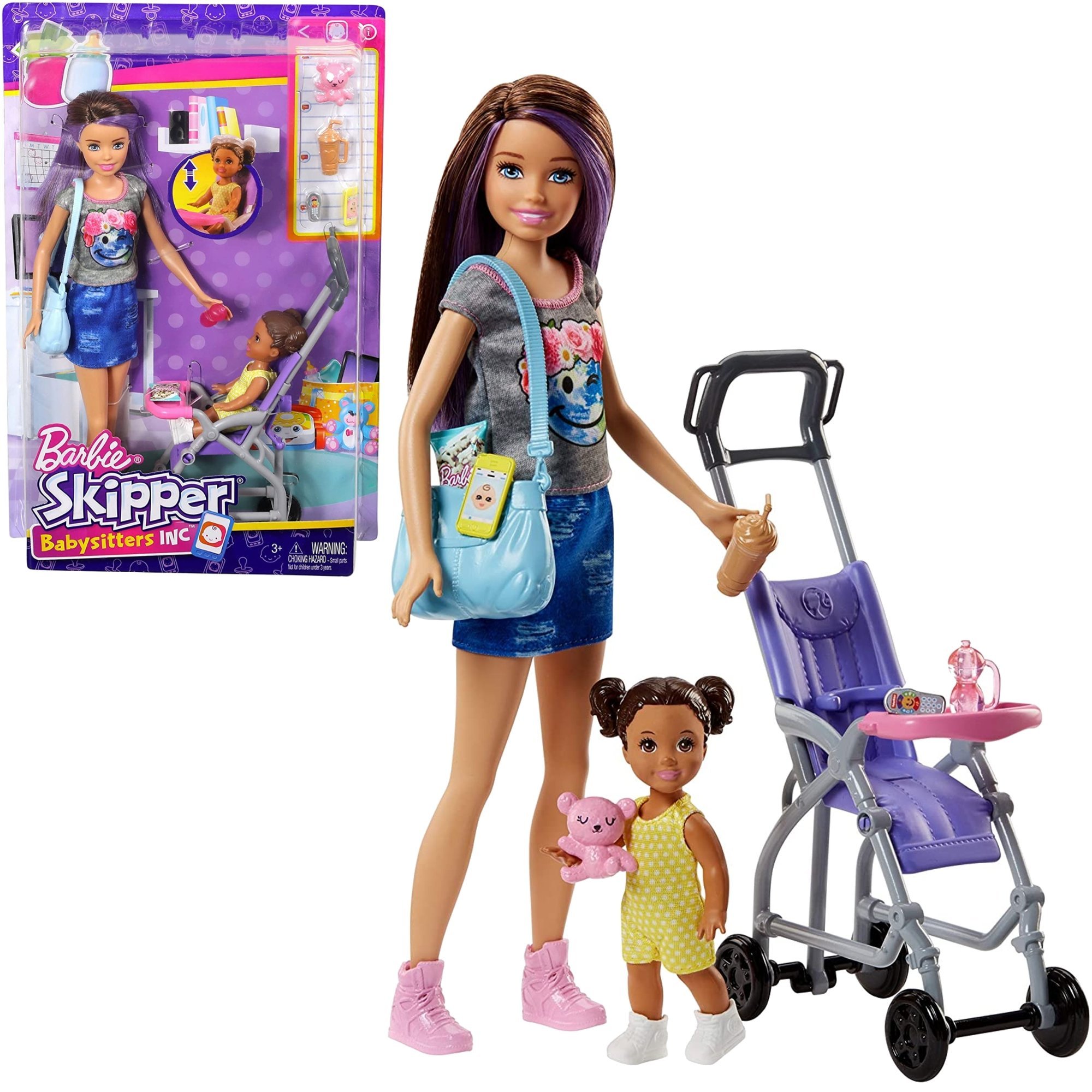 Barbie Skipper Lalka Opiekunka z wzkiem i akcesoriami