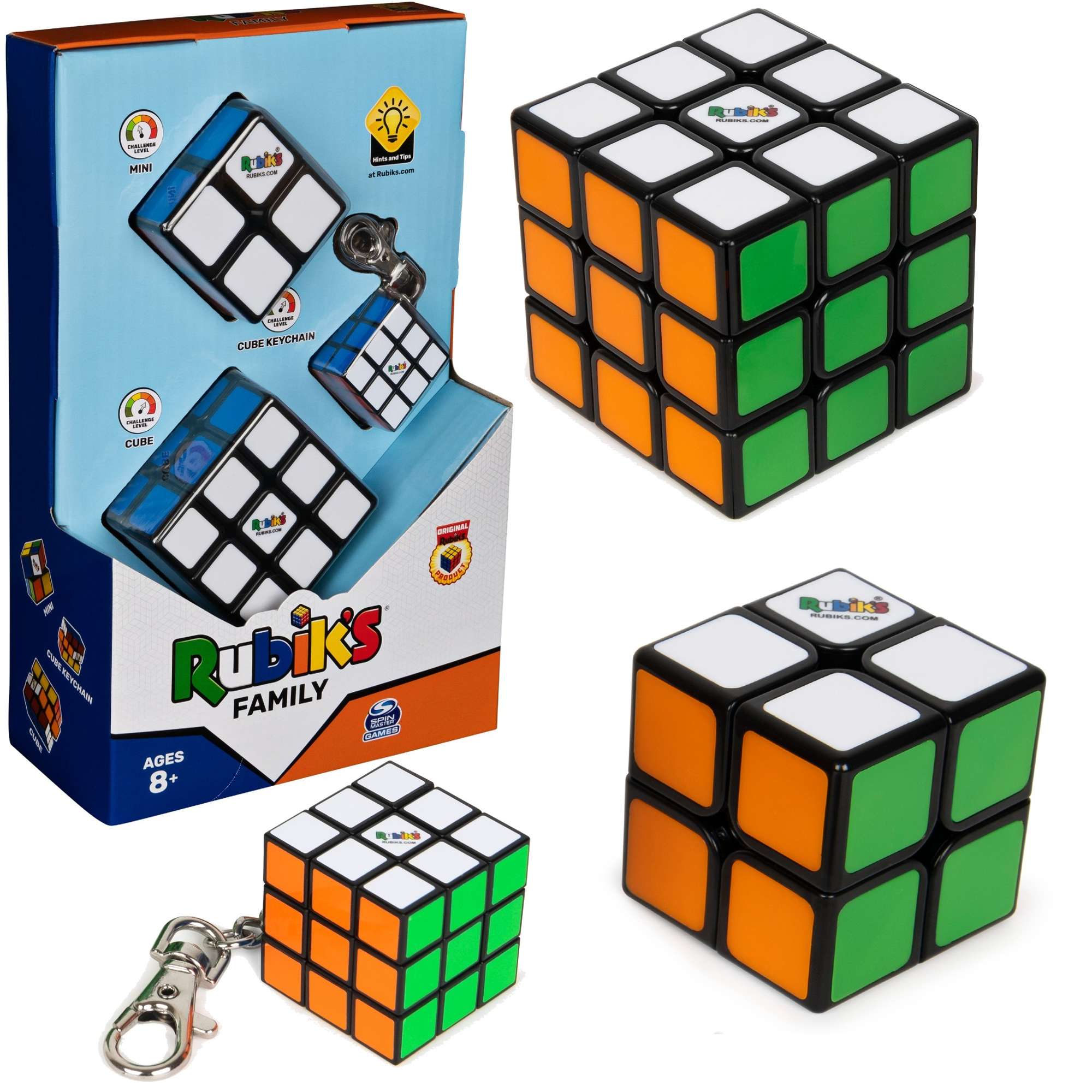 Zestaw 3W1 Oryginalna klasyczna Kostka Rubika zabawka logiczna Mini kostka ukadanka Breloczek Rubik's (2 kostki + breloczek)