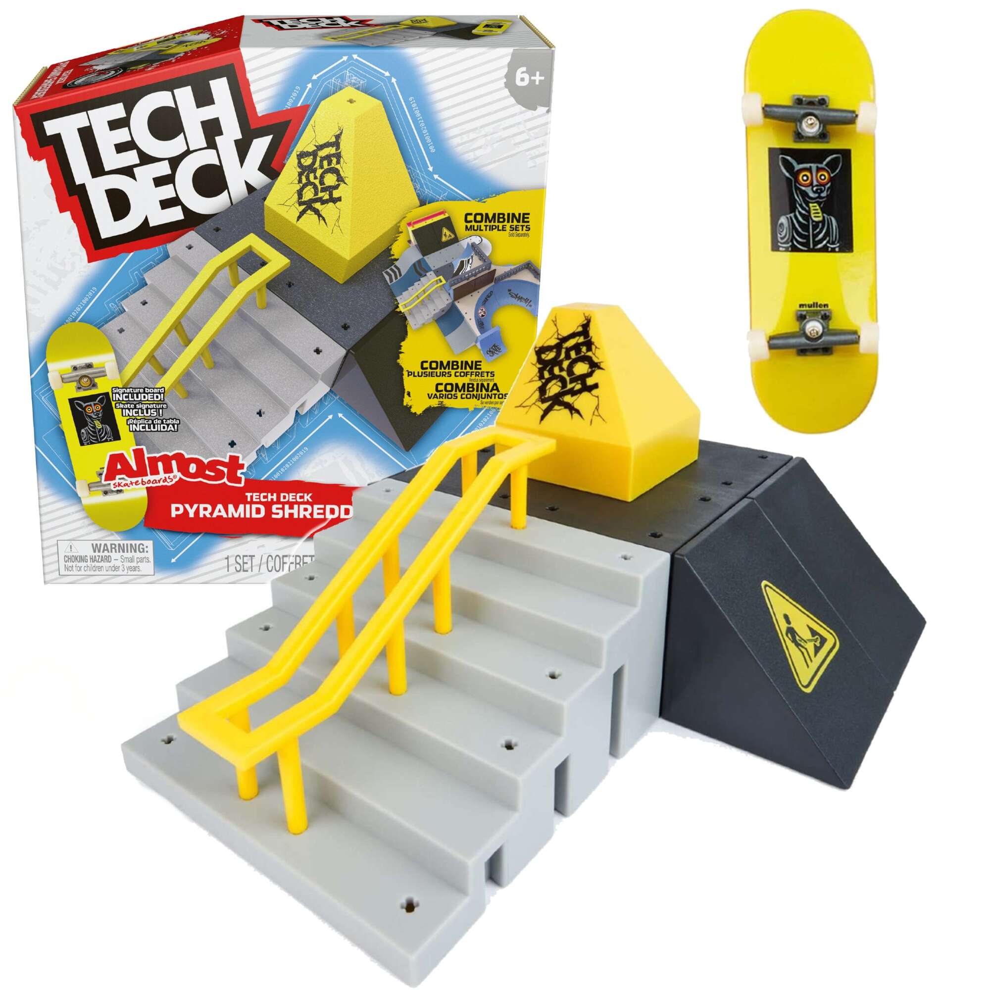 Tech Deck Zestaw Fingerboard kolorowa deskorolka Pyramid Shredder Rampa + naklejki