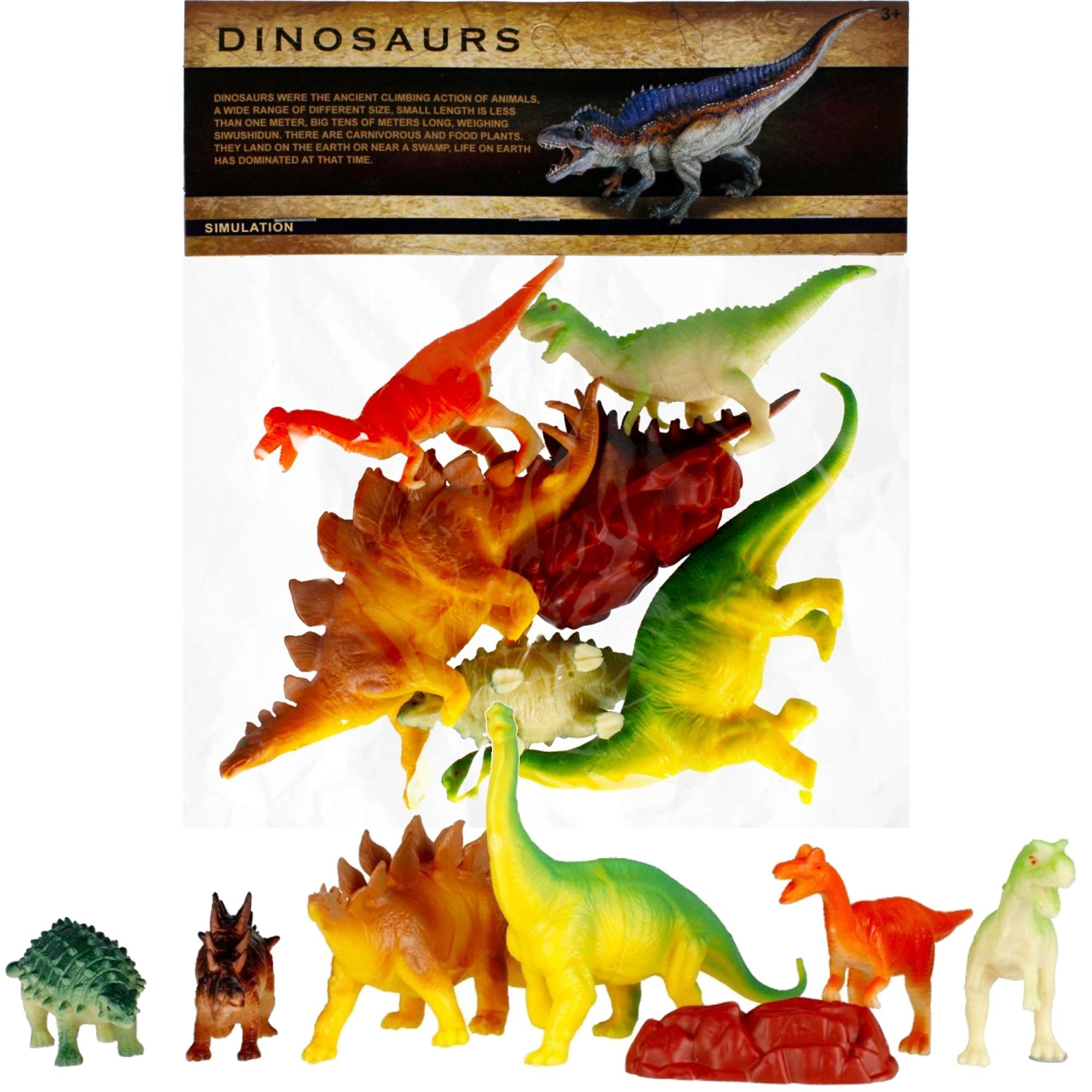 Zestaw 6 figurek Dinozaury + du¿a ska³a