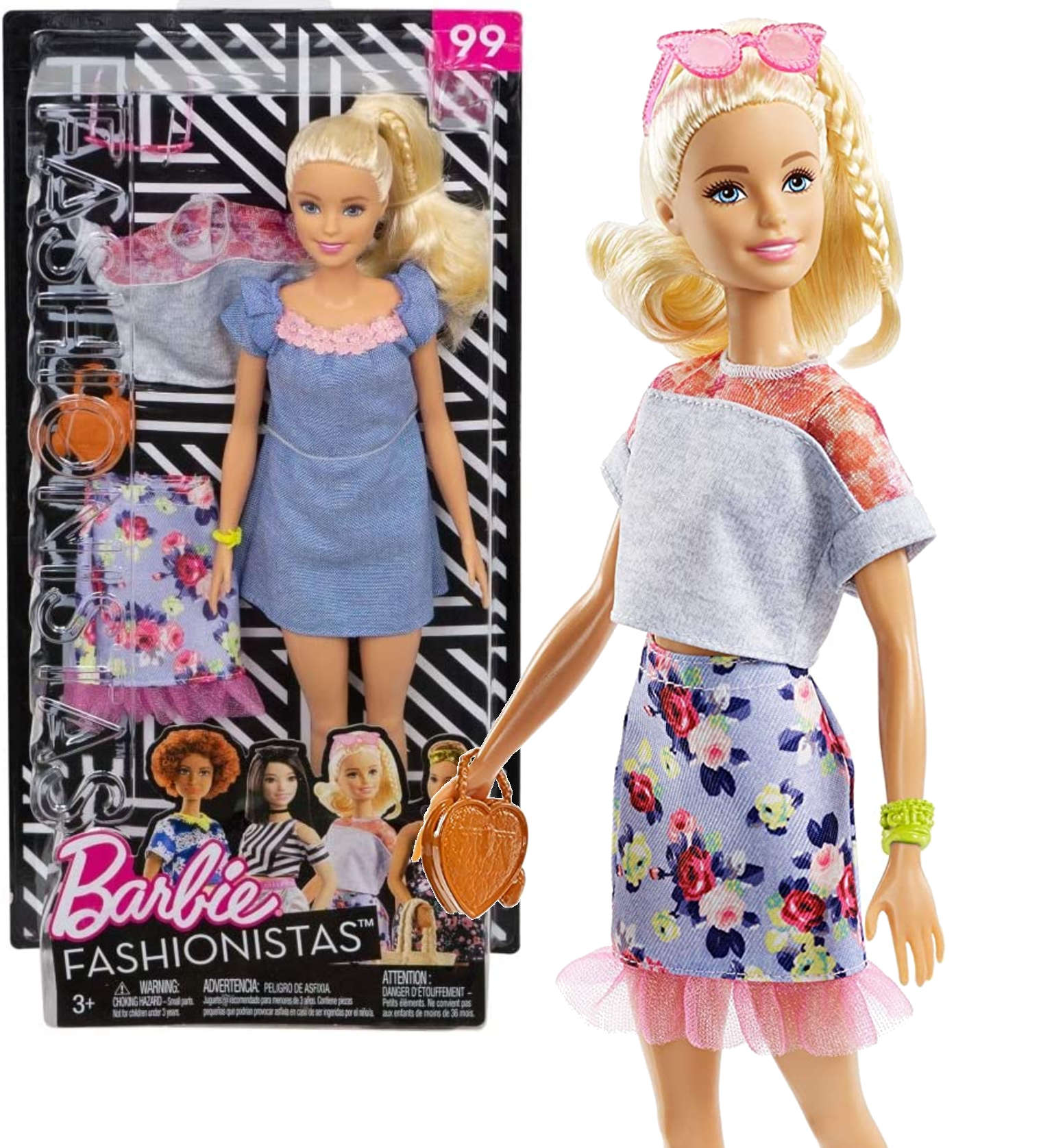 Barbie Fashionistas lalka blondynka + ubranka akcesoria