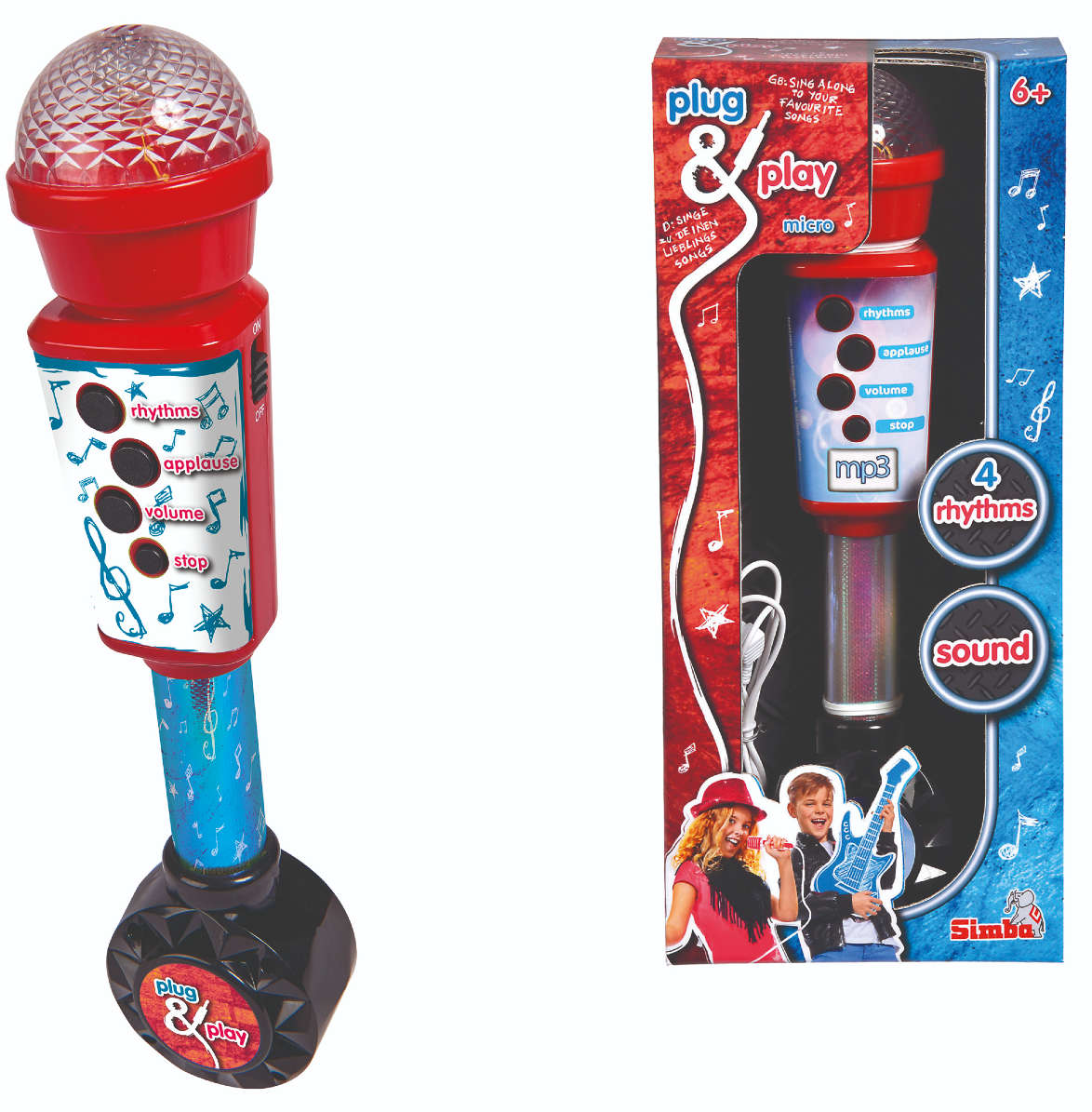Mikrofon plug&play z 4 melodiami karaoke