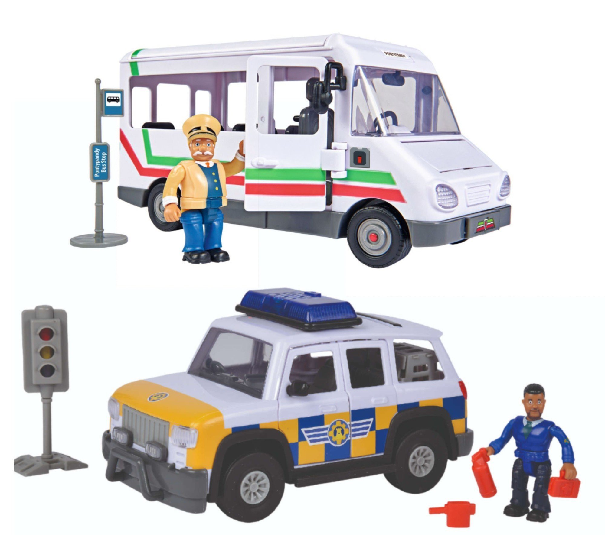 Zestaw Stra¿ak Sam Jeep Policyjny i Autobus z figurkami