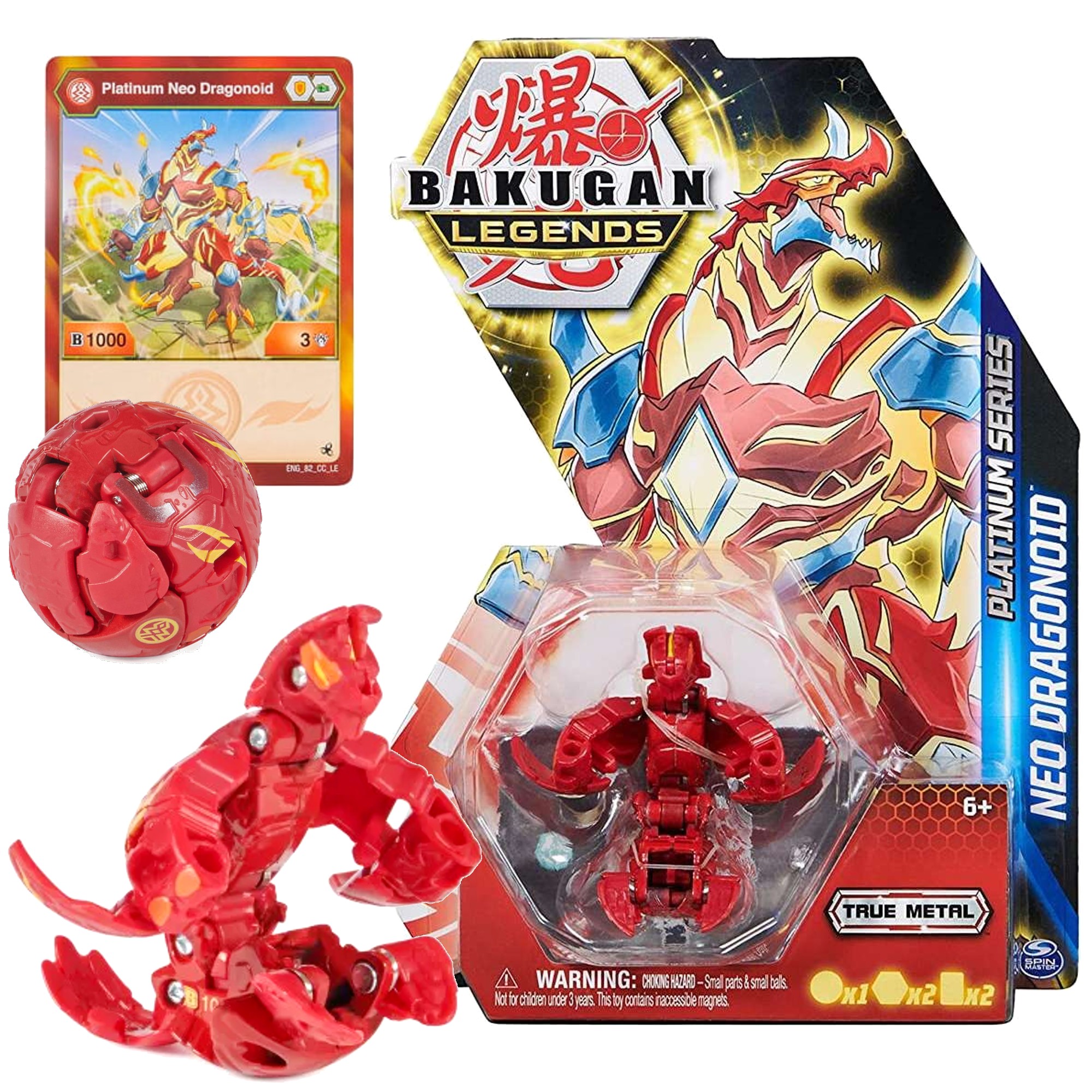 Bakugan Legends czerwona figurka kolekcjonerska Platinum Neo Dragonoid i karty 6+