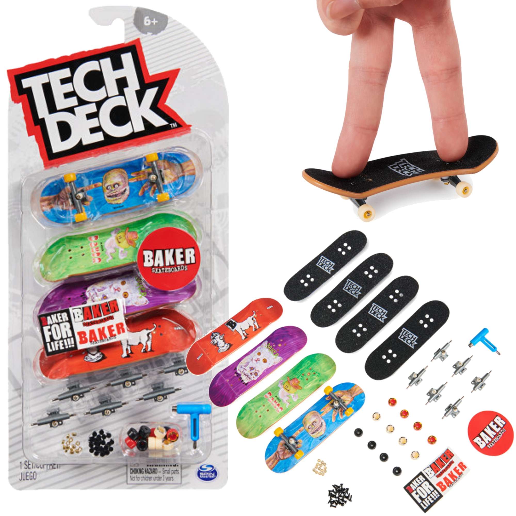 Zestaw kolorowe deskorolki fingerboard 4-pak Prace rczne Baker Skateboards Tech Deck