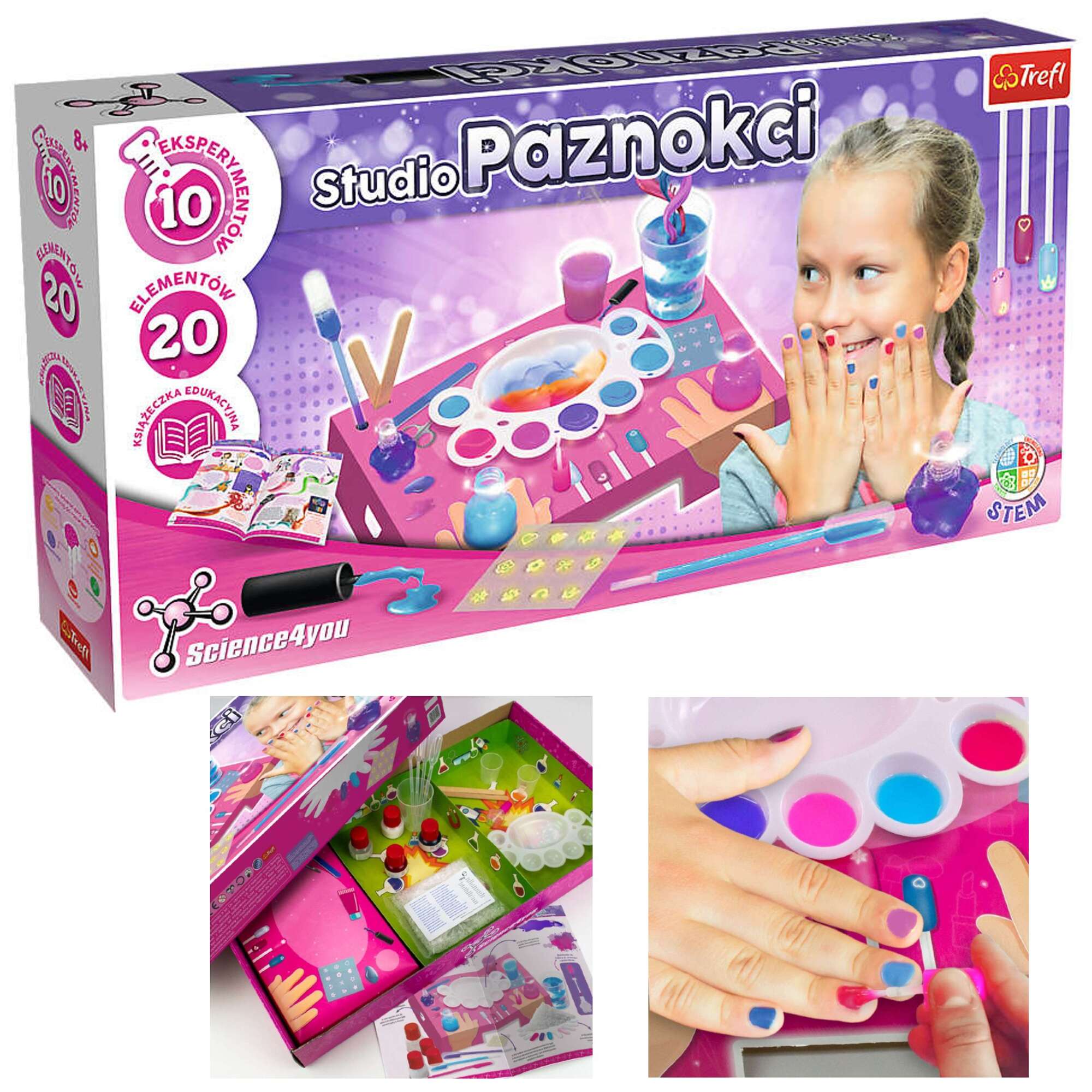 Zestaw do pielgnacji studio salon paznokci lakier dla dzieci dziewczynki Science4you Trefl