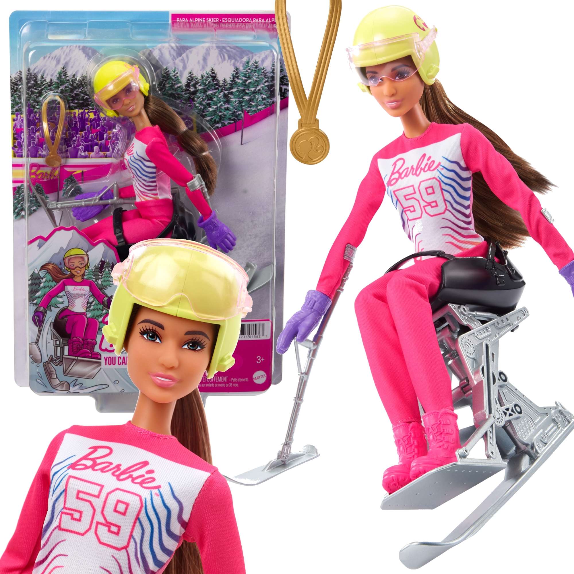 Lalka Barbie Sporty Zimowe Moesz by kim chcesz Paranarciarka Alpejska