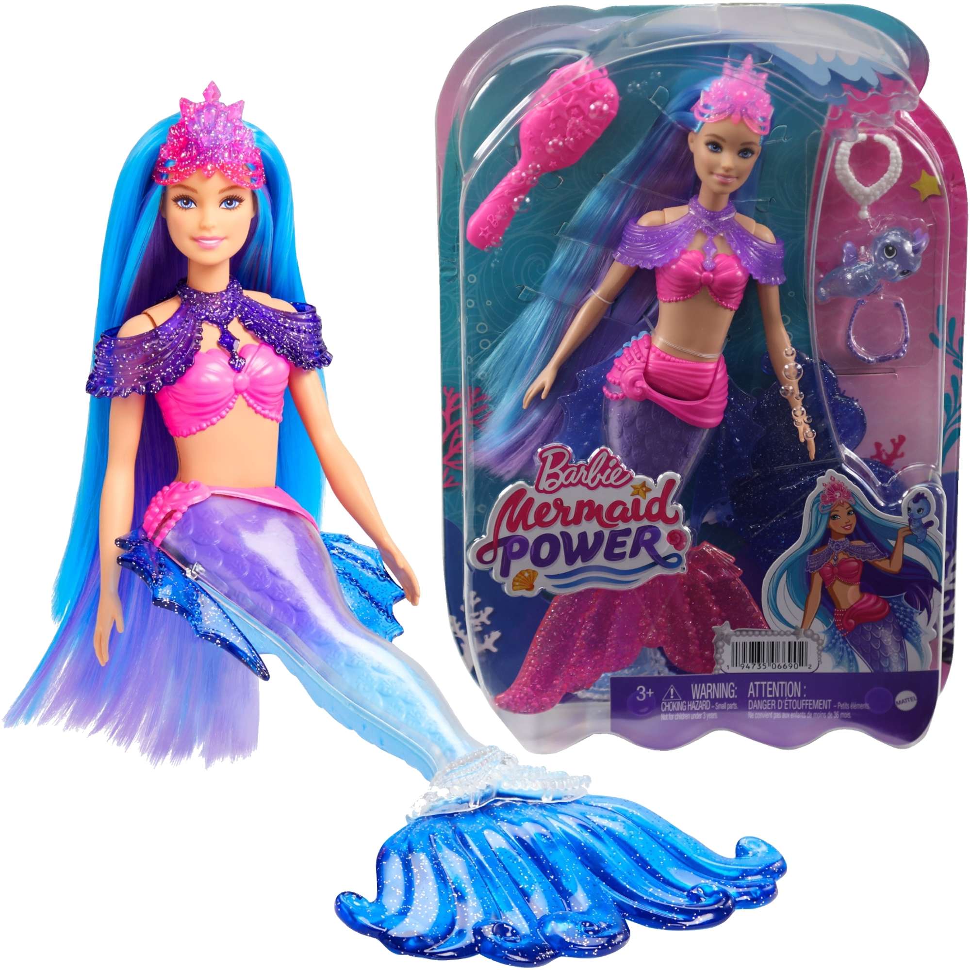 Barbie Mermaid Power lalka Malibu Syrenka + akcesoria