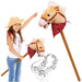 Hobby Horse Koń na drewnianym kiju do galopowania z dźwiękiem rżenia 77 cm