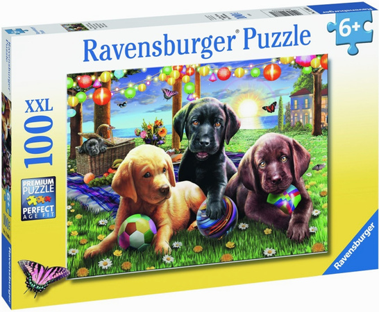 OUTLET Ravensburger Puzzle 100 XXL Piknik Szczeniaczków PO ZWROCIE