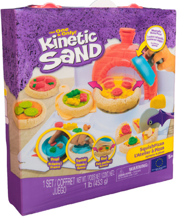 Piasek Kinetyczny Kinetic Sand Zestaw do tworzenia rosnącej pizzy SquishPizza 450 g piasku + akcesoria