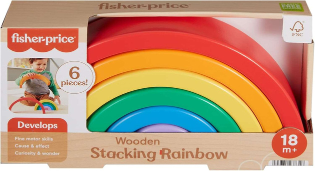 Fisher Price Drewniana układanka tęcza 6 elementów