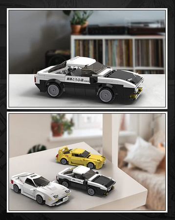 Klocki Konstrukcyjne CaDA Samochód wyścigowy Auto Toyota AE86 Trueno Initial D Czarno-białe autko z klocków Pojazd 280 elementów