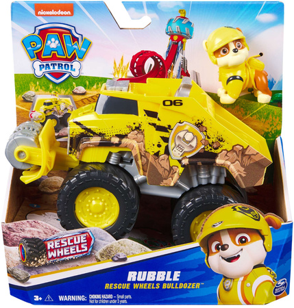 Psi Patrol Rubble Rescue Wheels Terenówka Pojazd Budowlany Z Figurką 6cm Monster Truck Buldożer