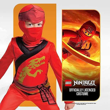 Lego Ninjago Strój karnawałowy Kostium dla dzieci Kai 109-126 cm 4-6 lat