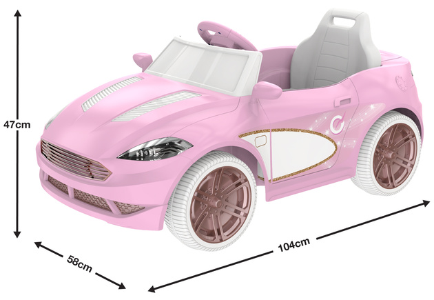 EVO Samochód dla dziecka auto na akumulator kabriolet cabrio różowy ze światłami i dźwiękami