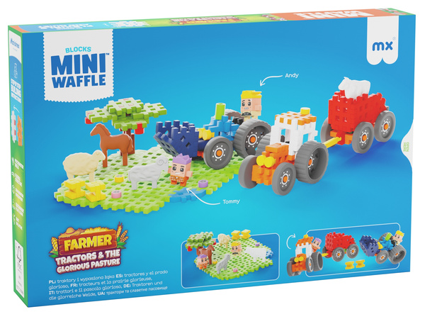 Klocki konstrukcyjne Mini Waffle Farmer Traktory i Wypasiona Łąka 110 elementów Marioinex